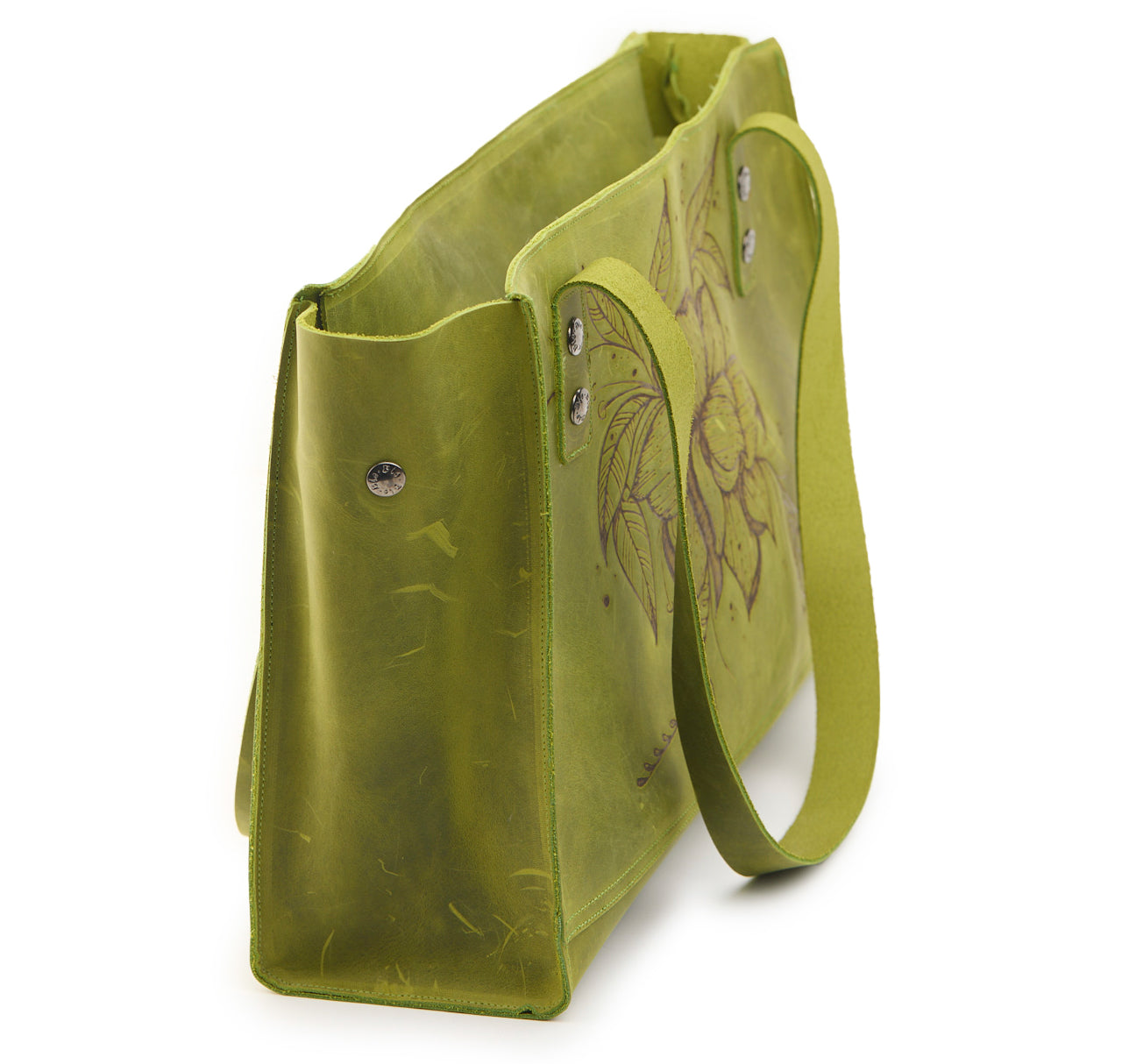 AC Longboards Fiore di Loto shopper in pelle incisa