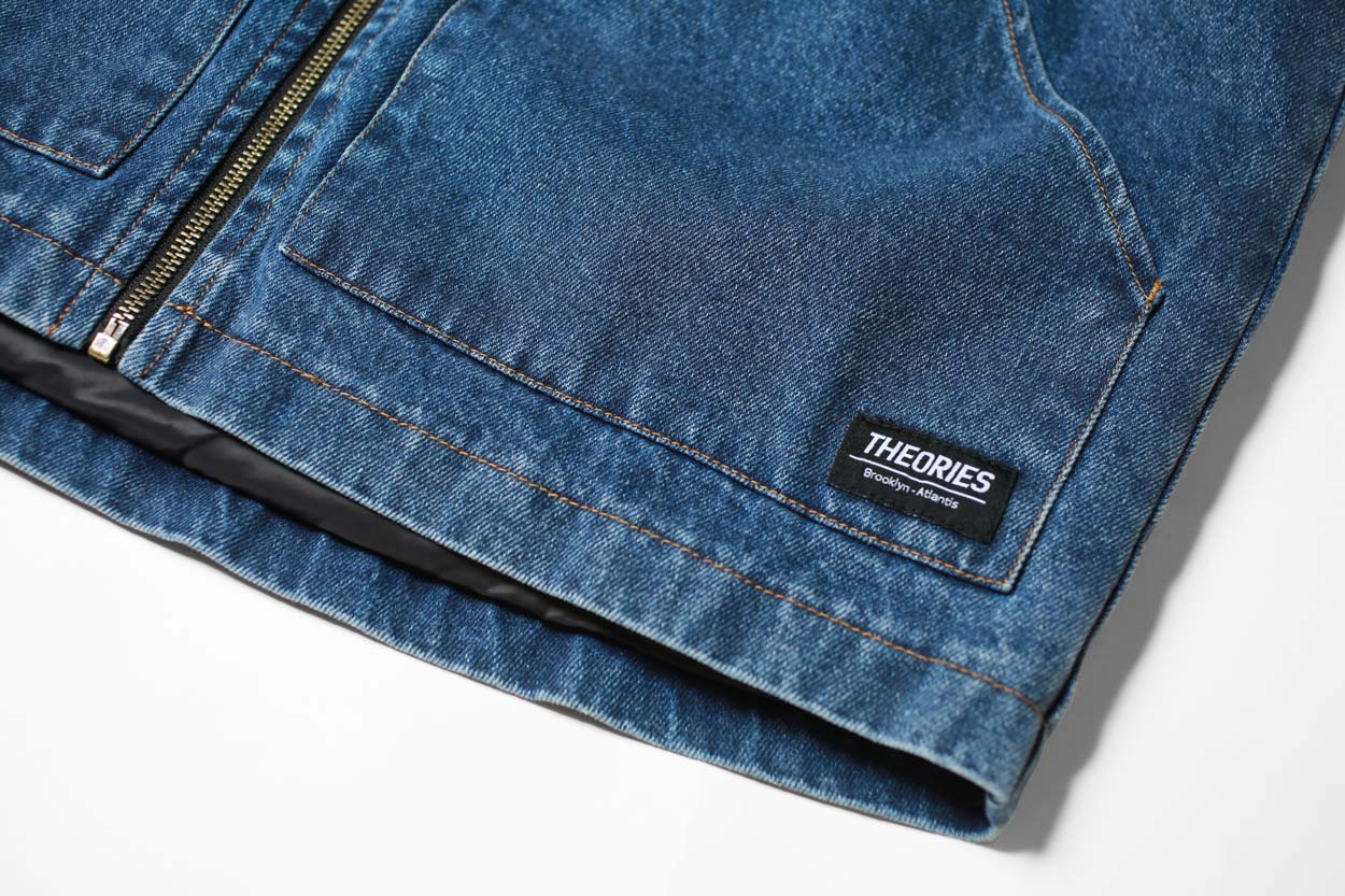 Theories Dakota gilet denim cotone tasche zip