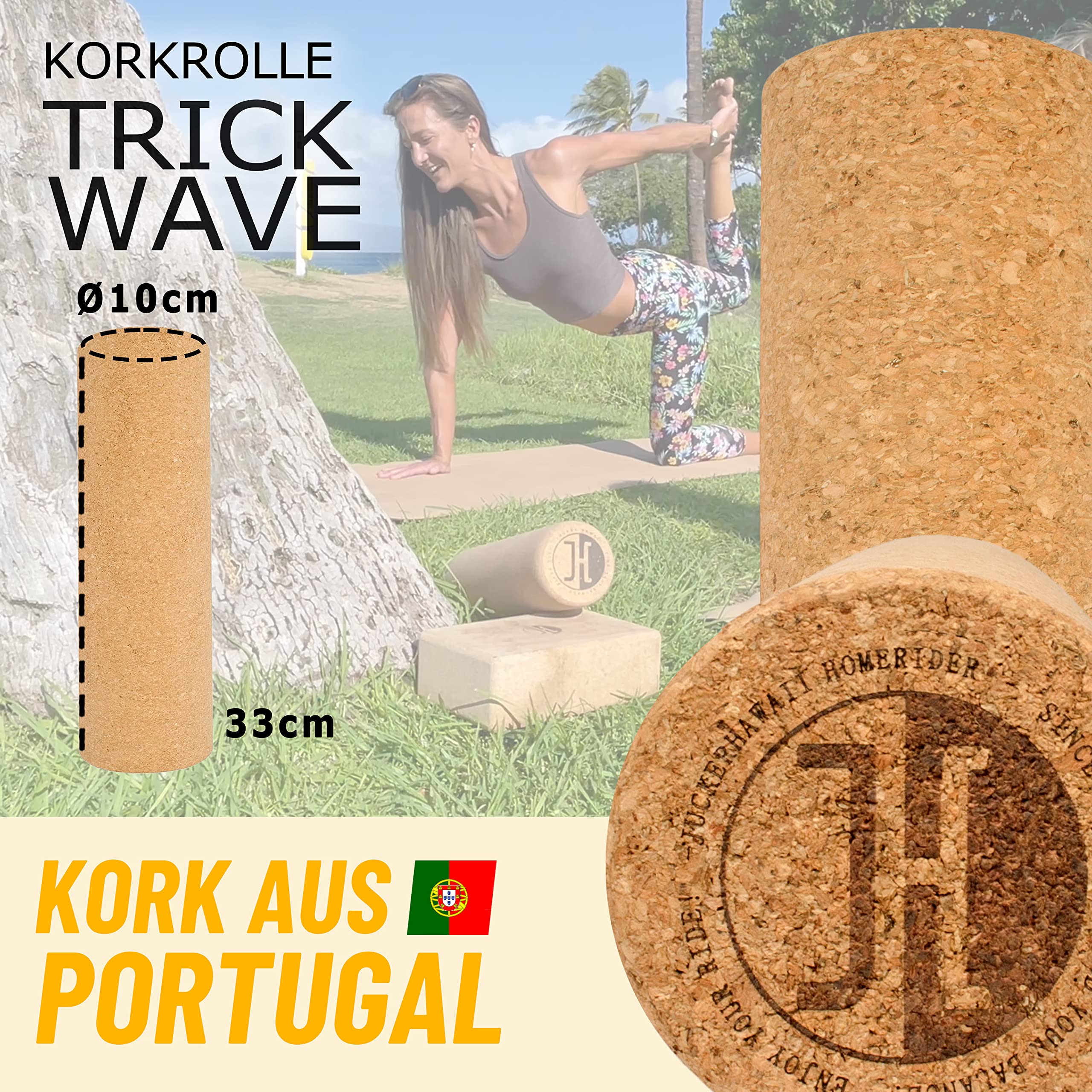 Jucker Hawaii Homerider Wave rullo sughero 33x10 cm aderenza forte
