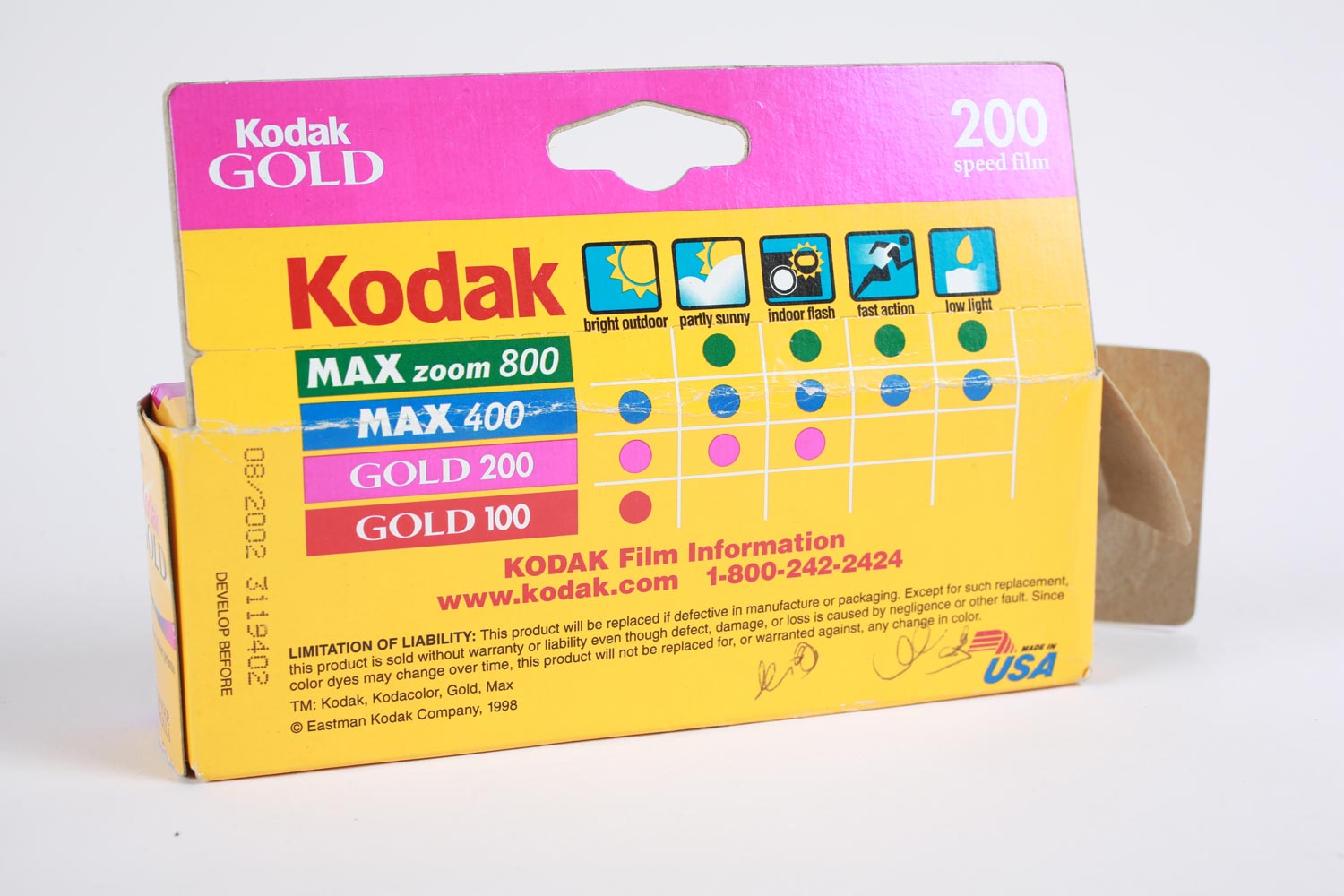 Kodak Gold 200 rullino 35mm 36 pose scaduto x3