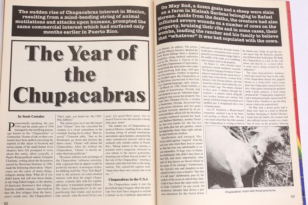UFO Universe rivista vintage 1997 chupacabra cover-up