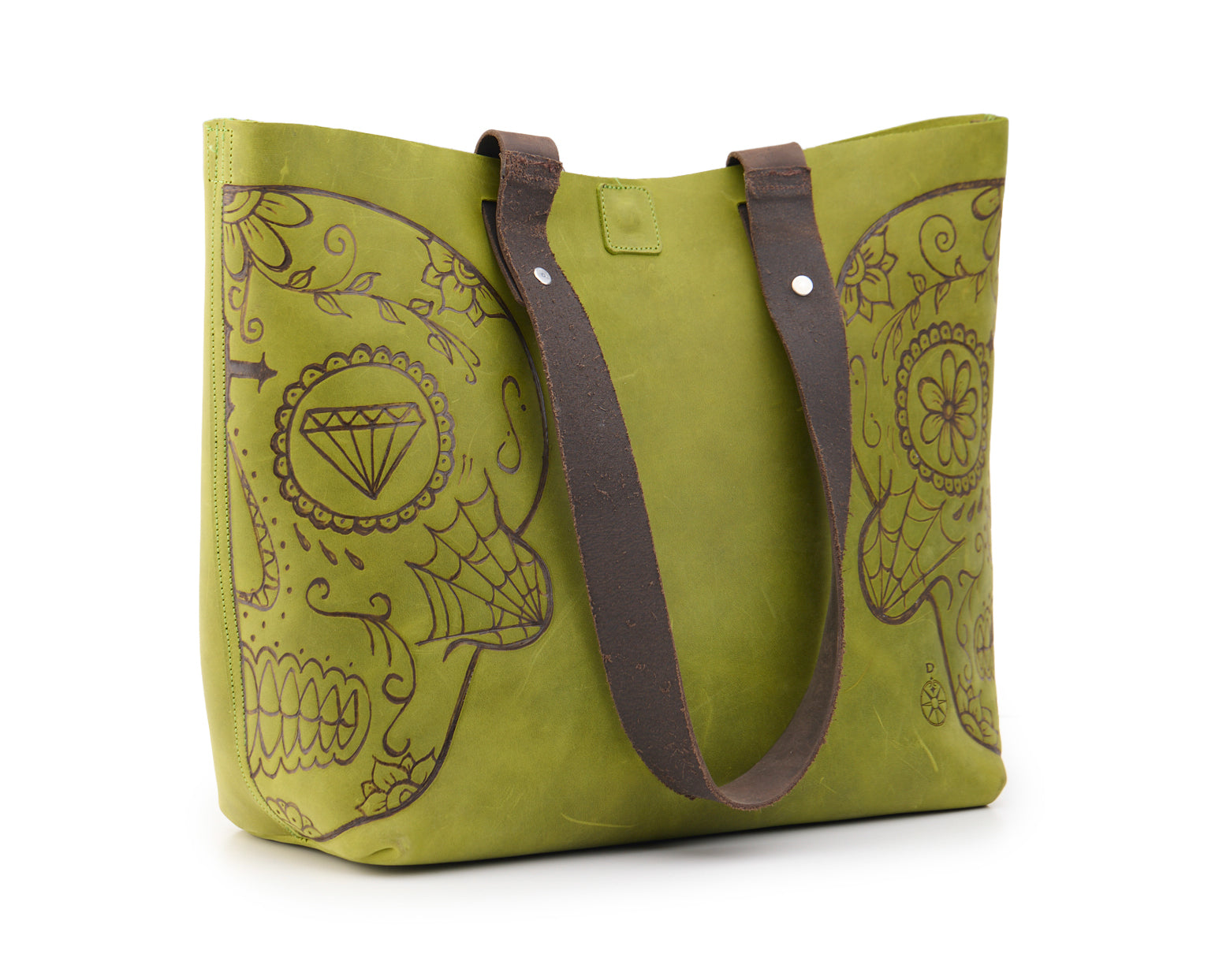 AC Longboards Acid Green Mexican Skull borsa pelle