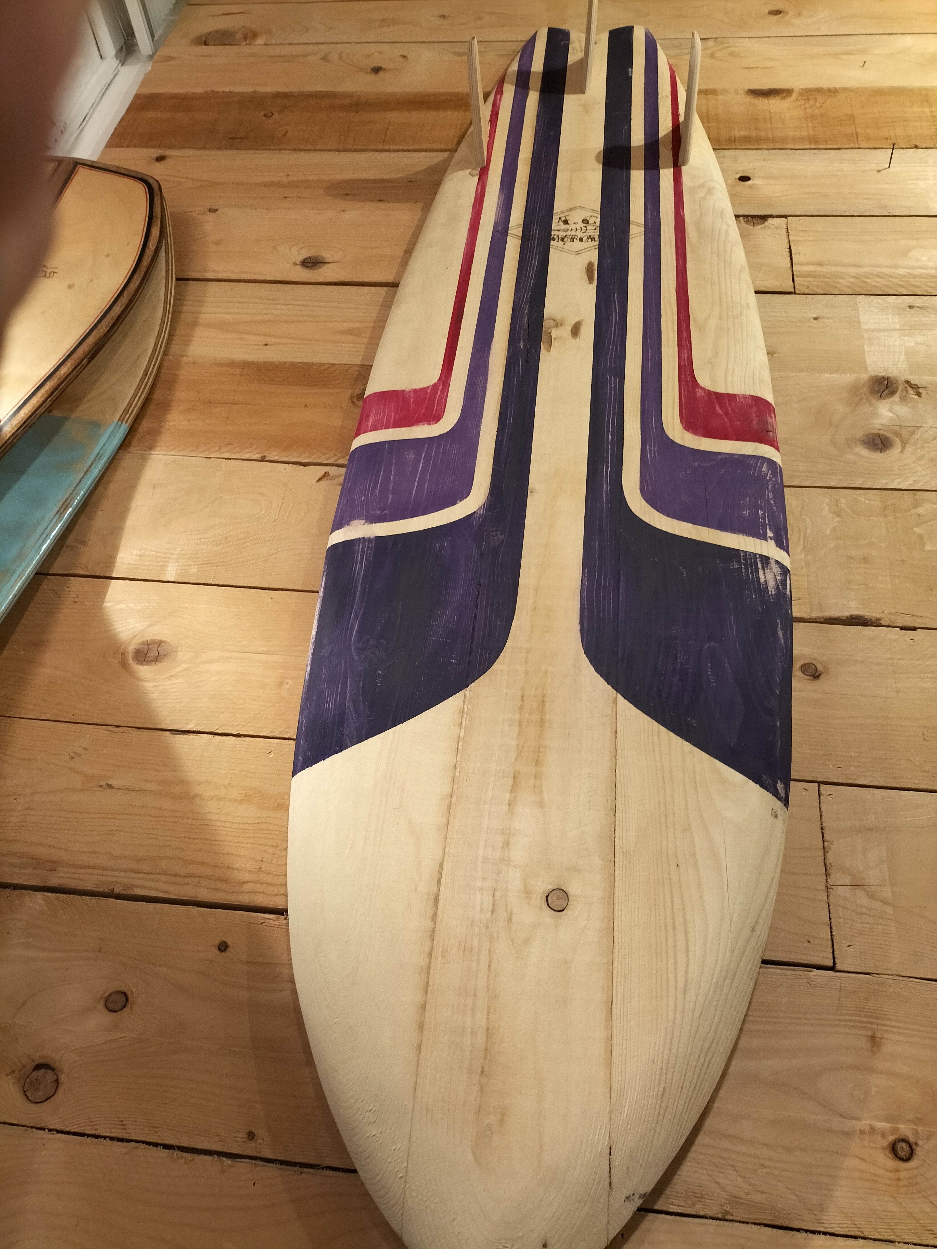 AC Longboards Purple Lines appendiabiti surf 6' legno
