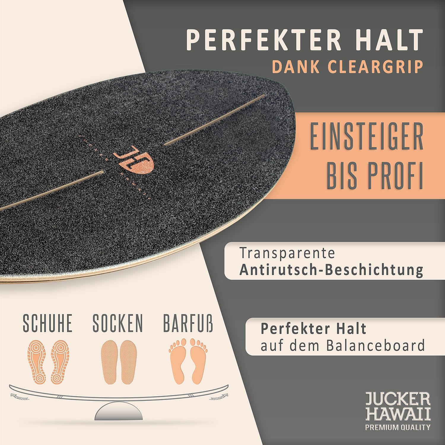 Jucker Hawaii Ocean Rocker balance board nera sughero