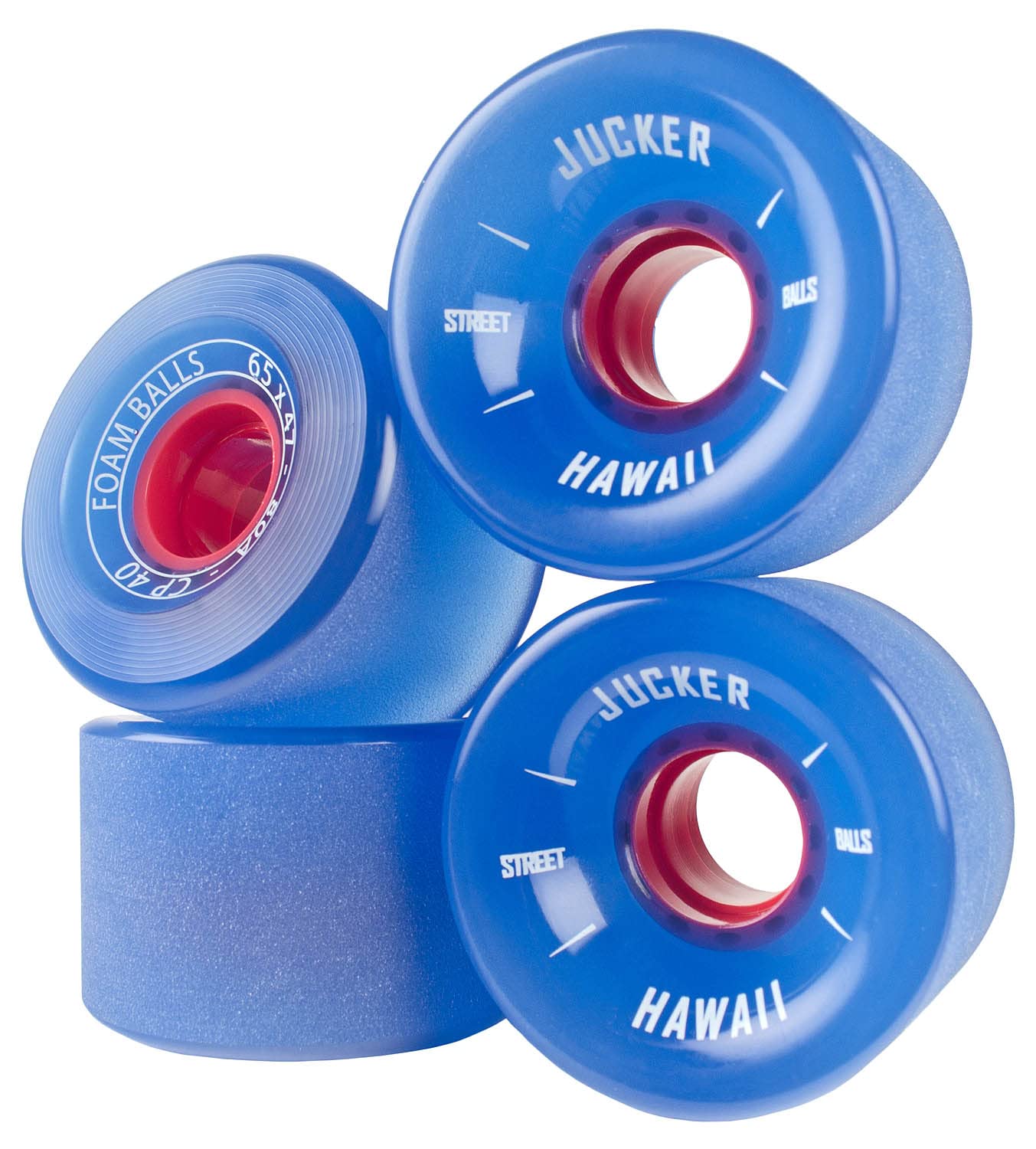 Jucker Hawaii Street Balls Ruote Longboard 65mm 80A Blu Set 4