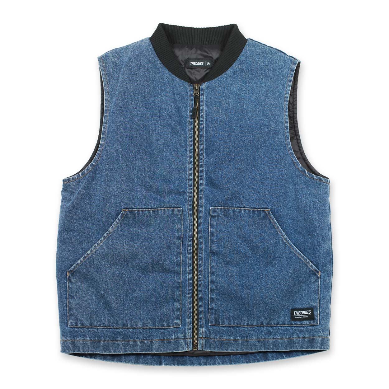 Theories Dakota gilet denim cotone tasche zip