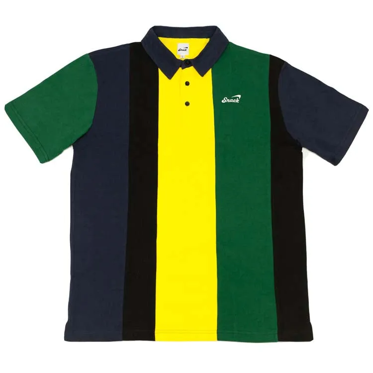 Snack Alive Vertical Stripe polo nero verde cotone