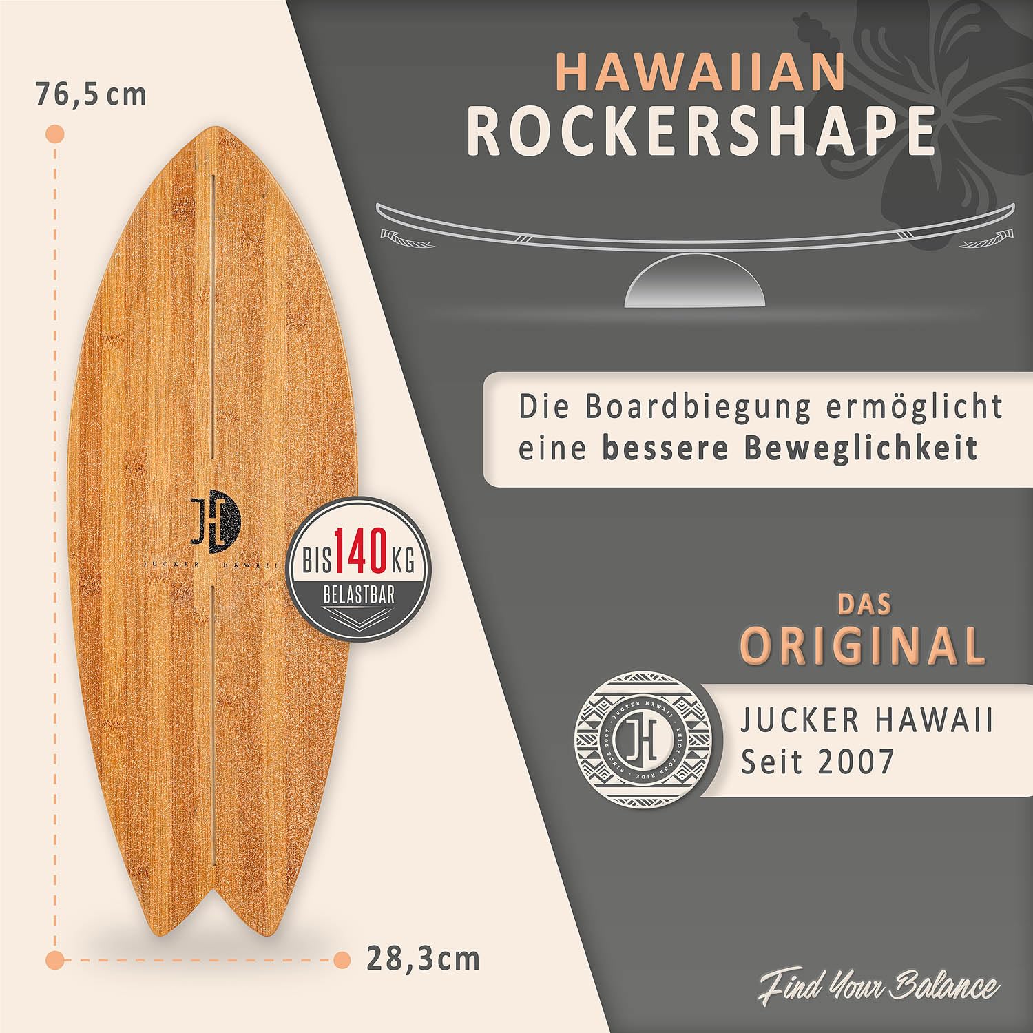 Jucker Hawaii Ocean Rocker balance board bamboo sughero