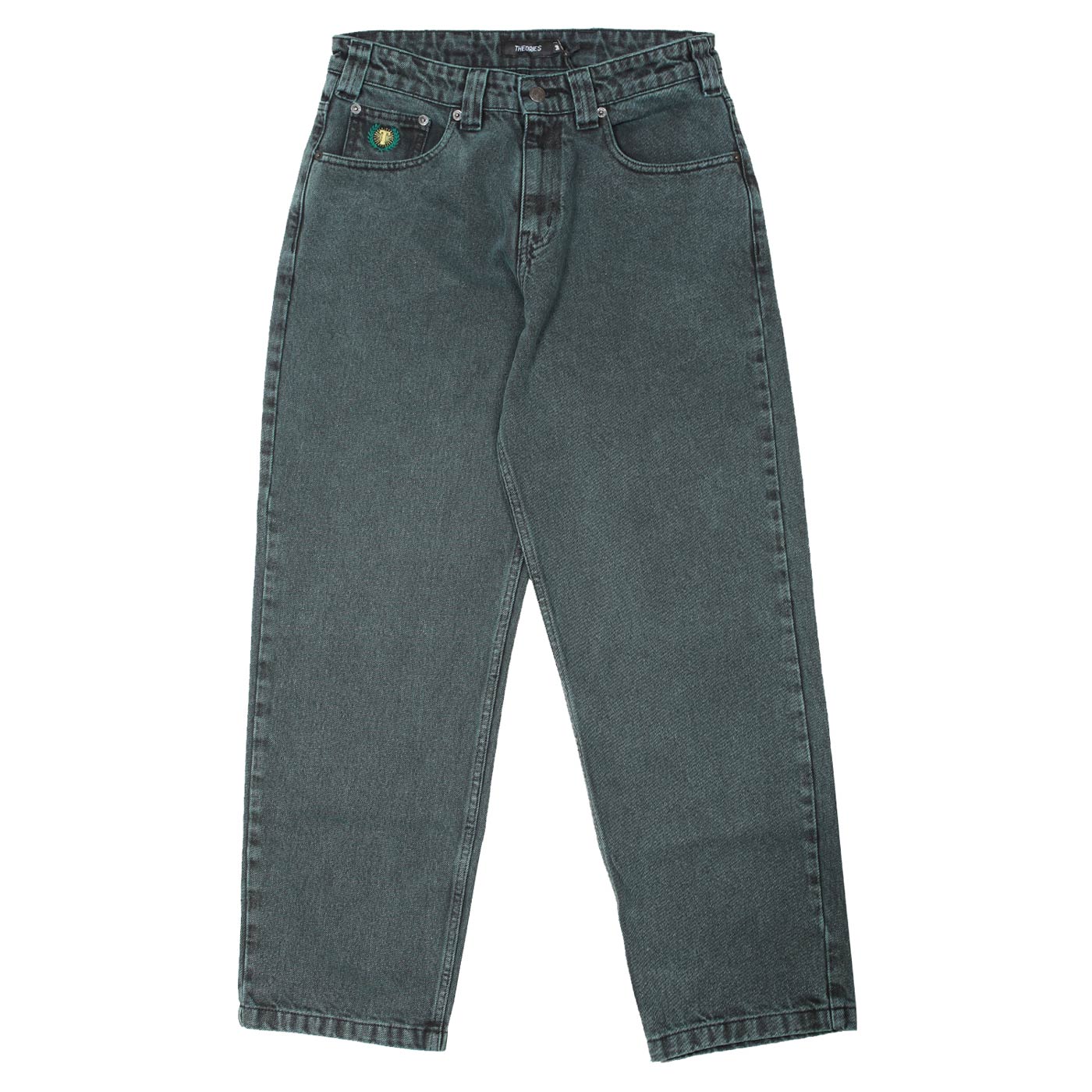 Theories Plaza jeans baggy verde denim cotone 11.5oz