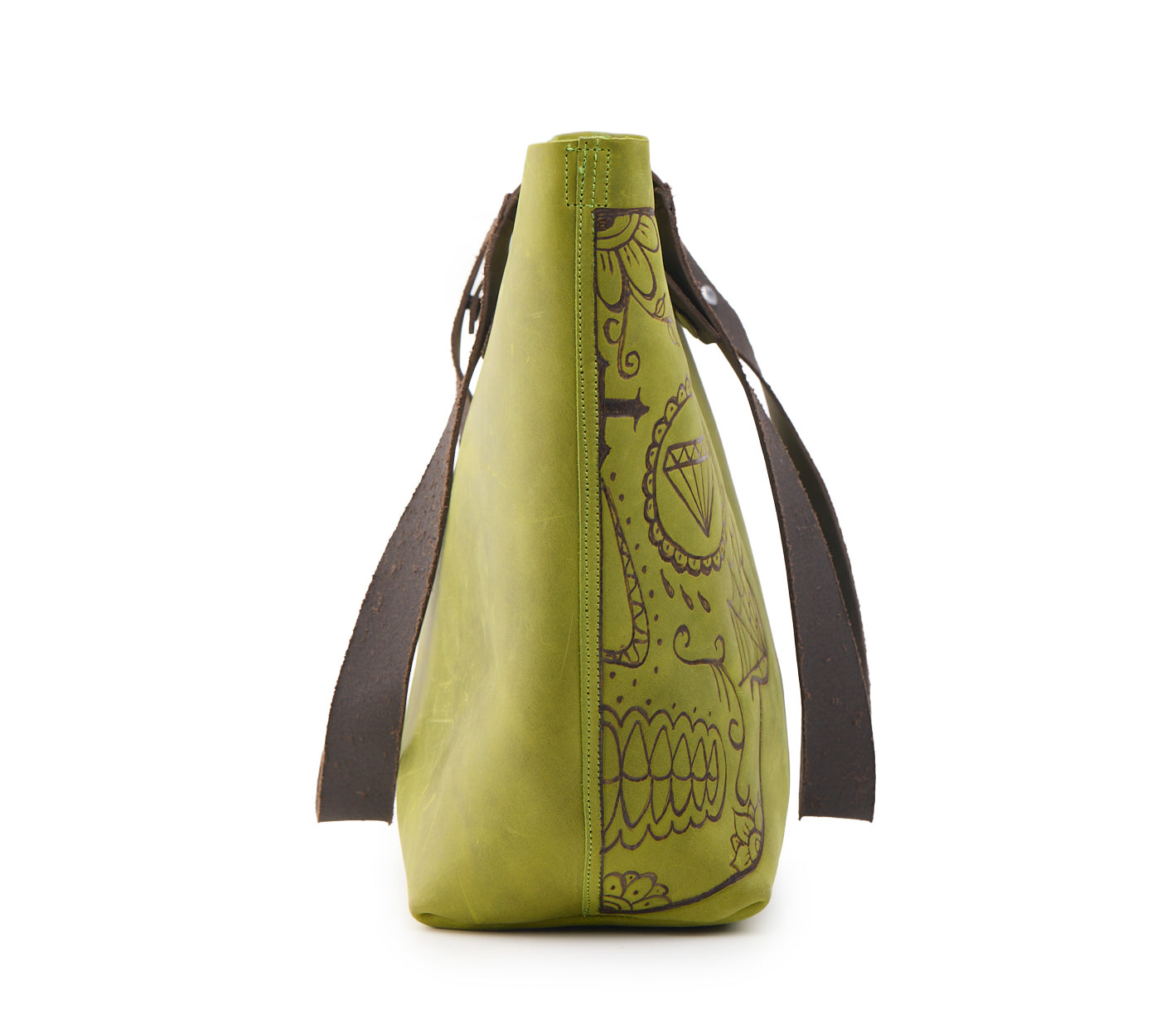 AC Longboards Acid Green Mexican Skull borsa pelle