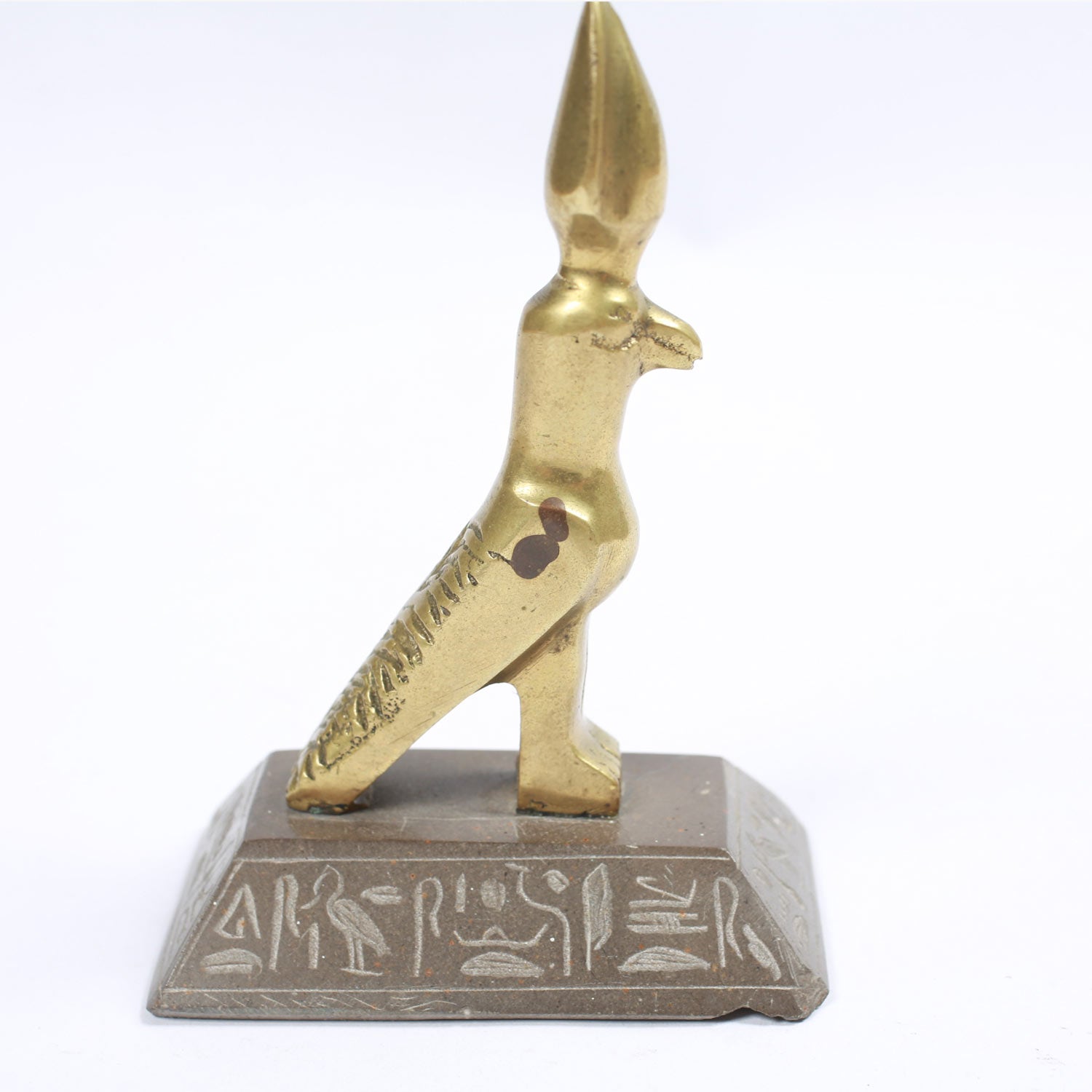Horus statuetta vintage ottone 15 cm base pietra