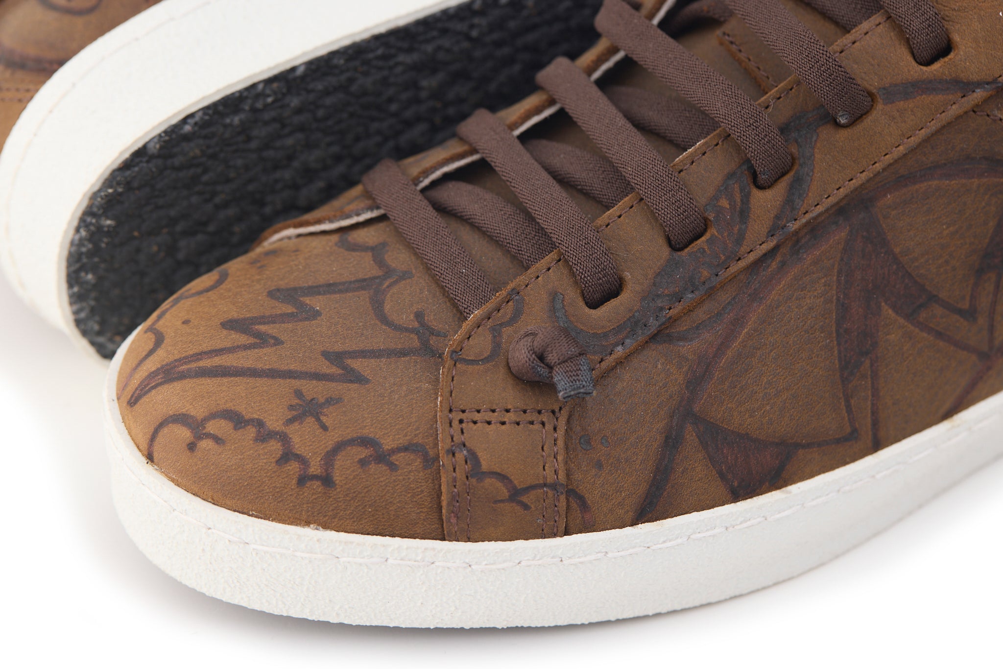 AC Longboards Biko sneakers pelle marrone pirografate
