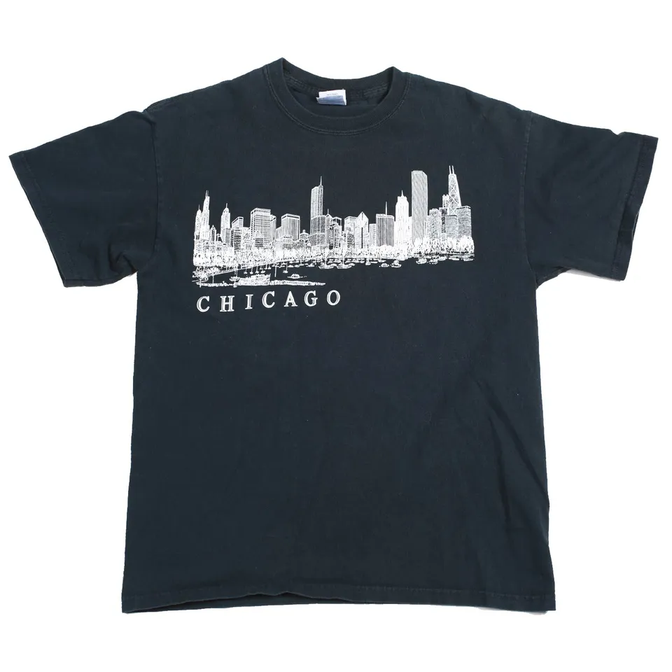 Vintage Chicago Skyline t-shirt nera cotone M
