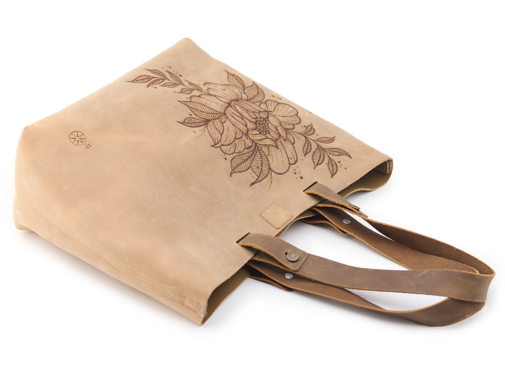 AC Longboards Fiore di Loto borsa shopper pelle marrone