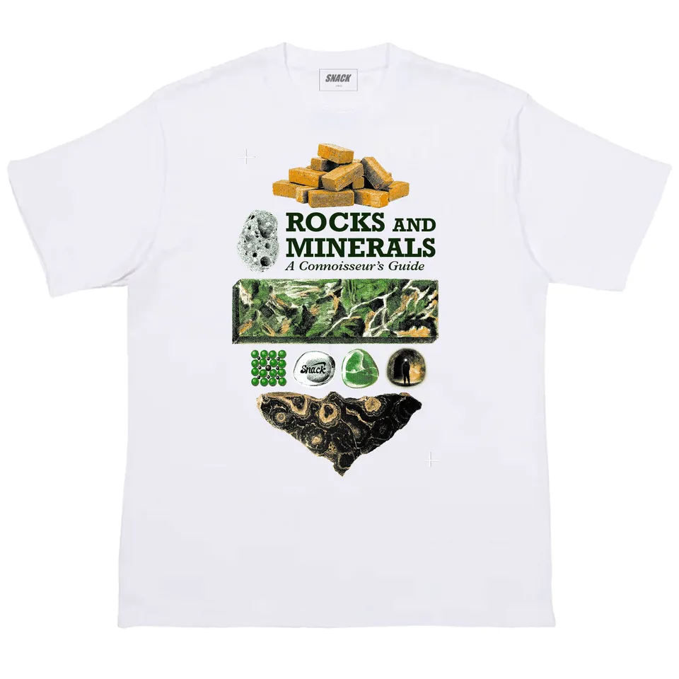 Snack Rocks & Minerals T-Shirt Bianca Cotone