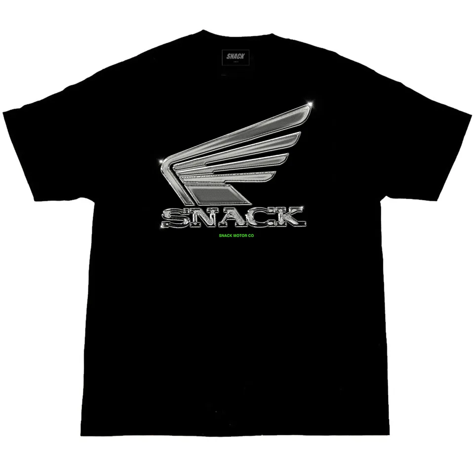 Snack Chrome Wings Tee maglietta nera in cotone