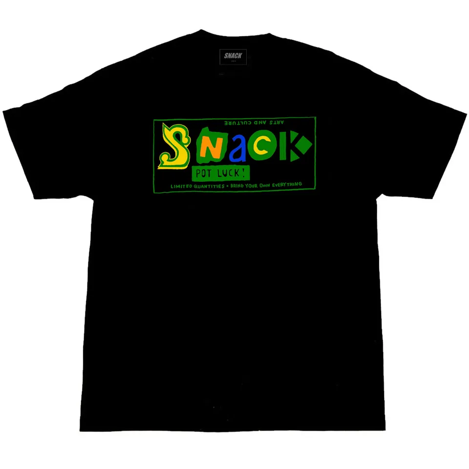Snack Pot Luck maglietta nera cotone serigrafia