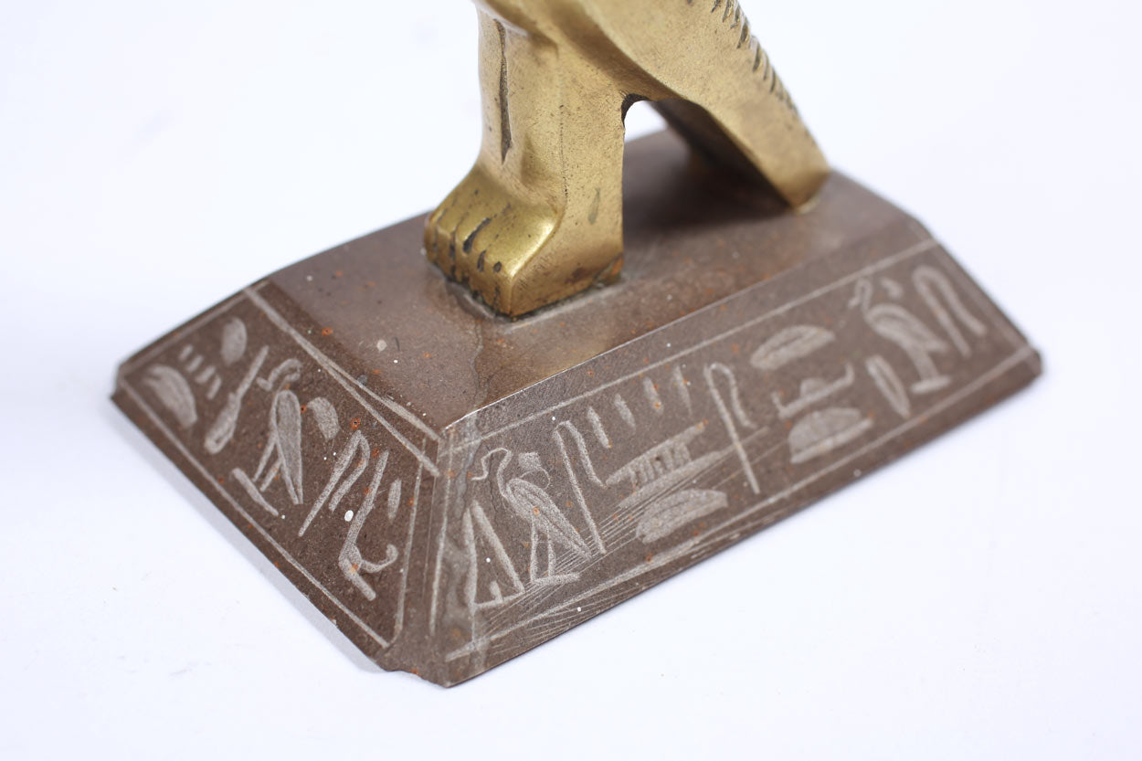Horus statuetta vintage ottone 15 cm base pietra