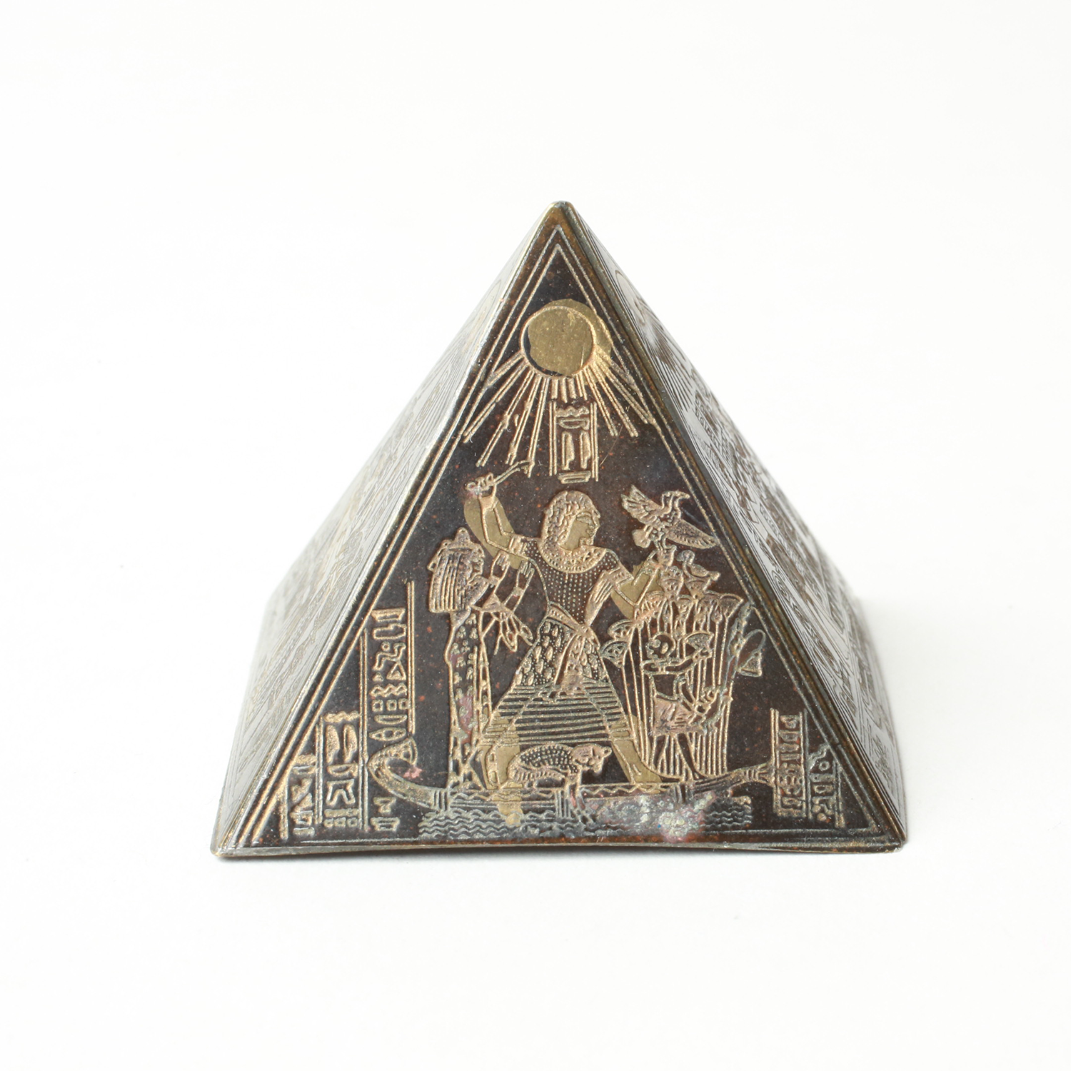Piramide egizia ottone soprammobile geroglifici 1 pollice