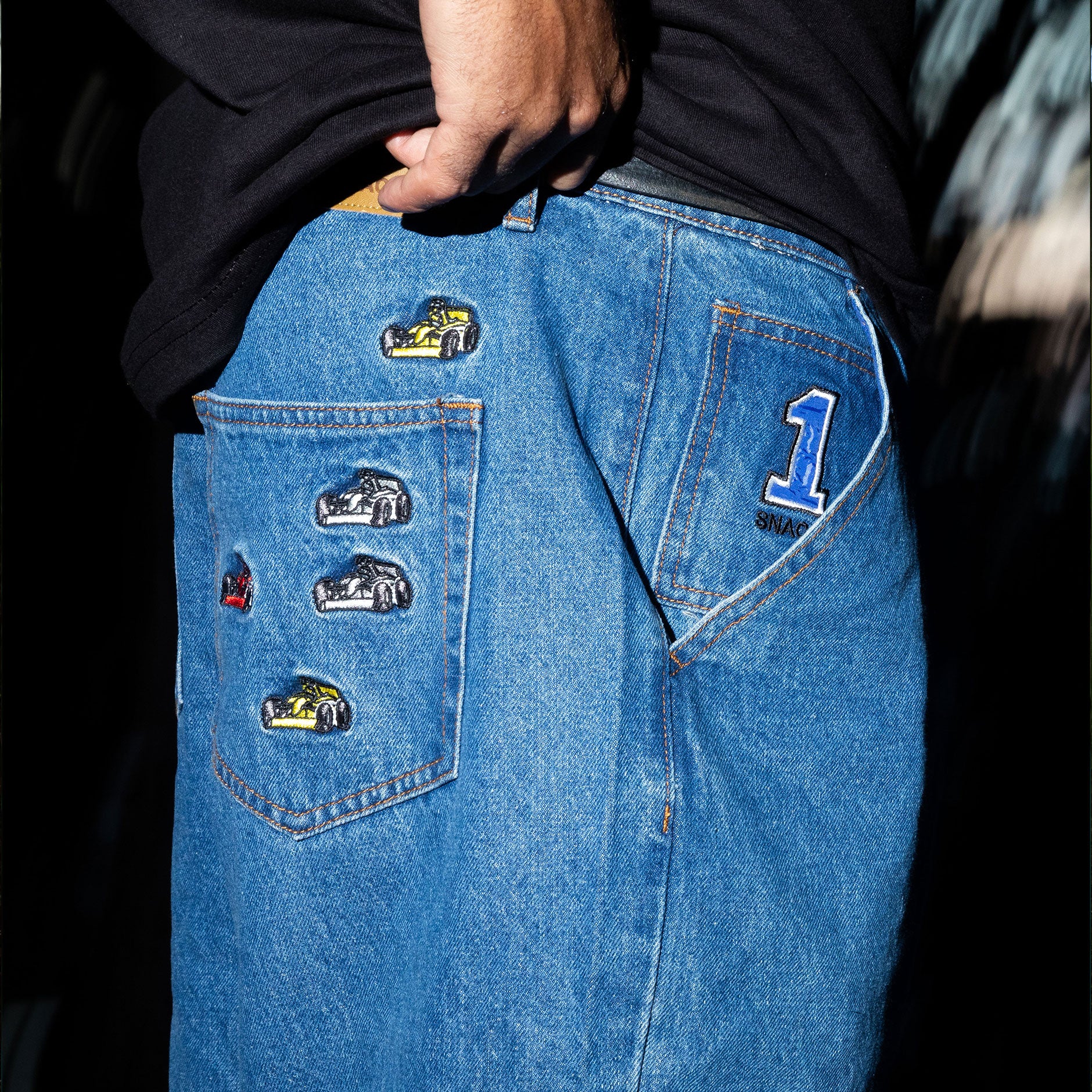 Snack Pole Position Jeans pantaloni denim 28 baggy