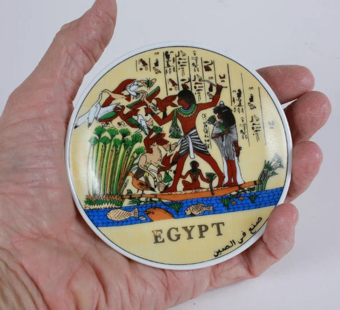 Vassoio souvenir Egitto portagioie ottone nero 10 cm
