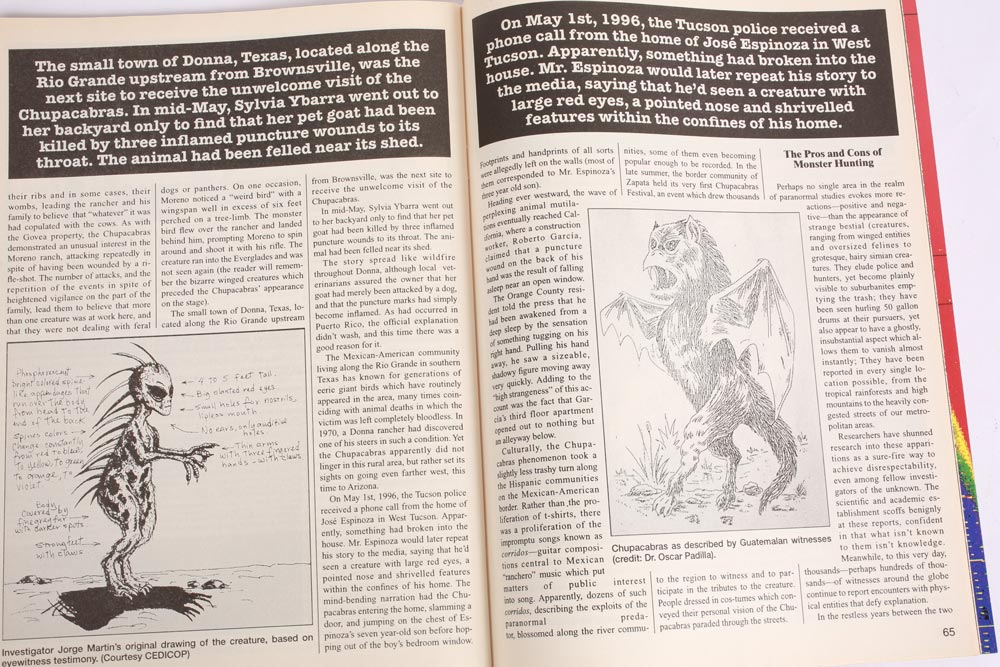 UFO Universe rivista vintage 1997 chupacabra cover-up