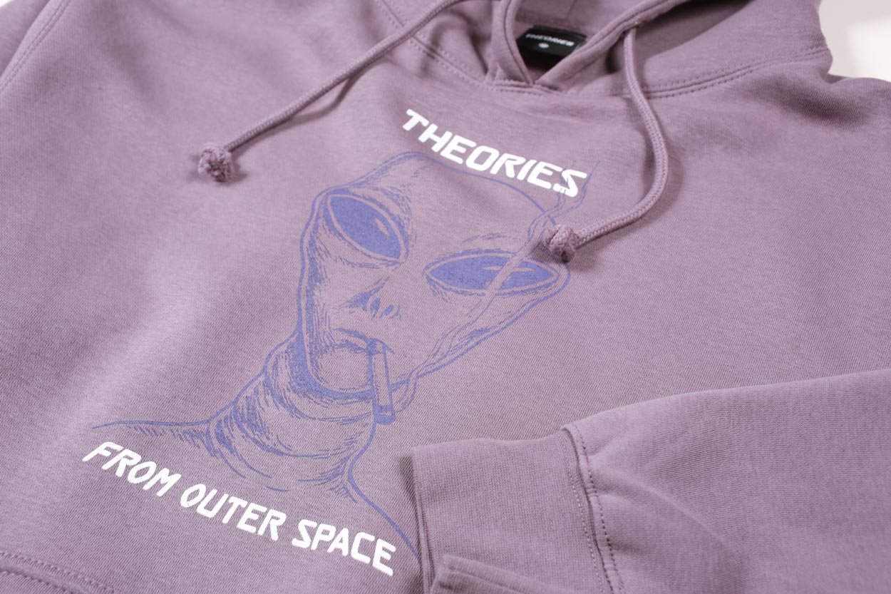 Theories Outer Space felpa con cappuccio lavanda cotone
