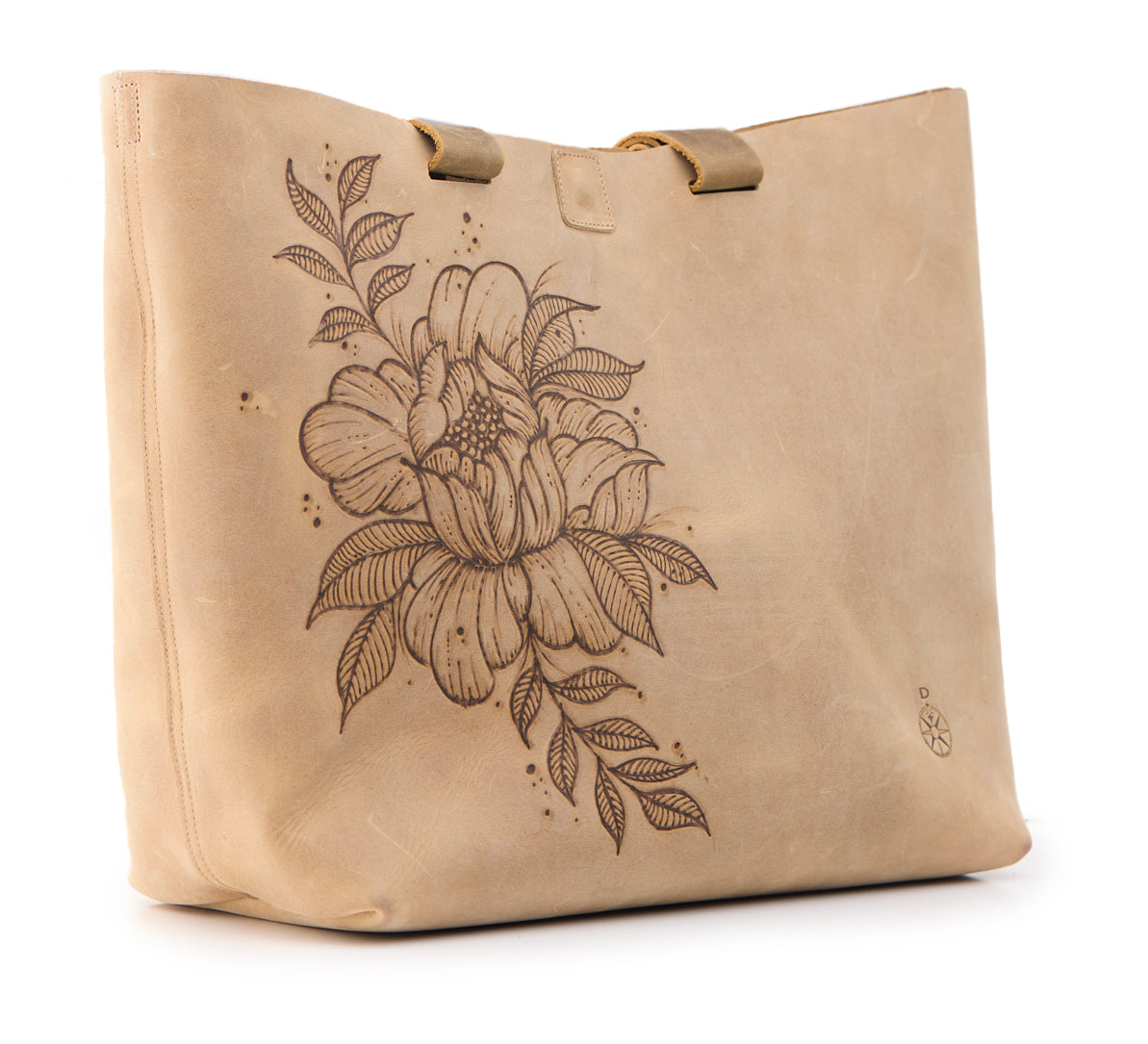 AC Longboards Fiore di Loto borsa shopper pelle marrone