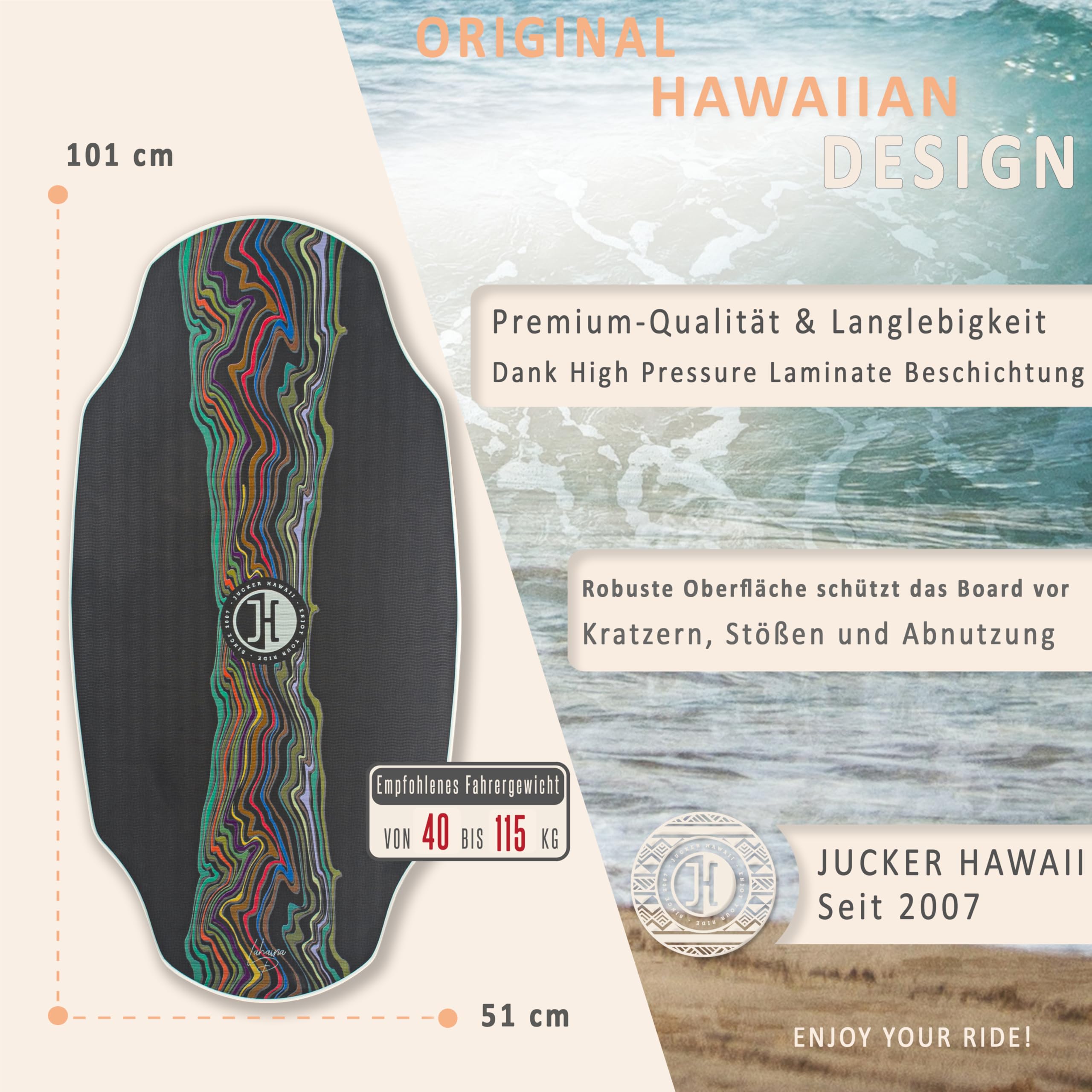 Jucker Hawaii HPL Pro skimboard Nero Trippy 115 kg
