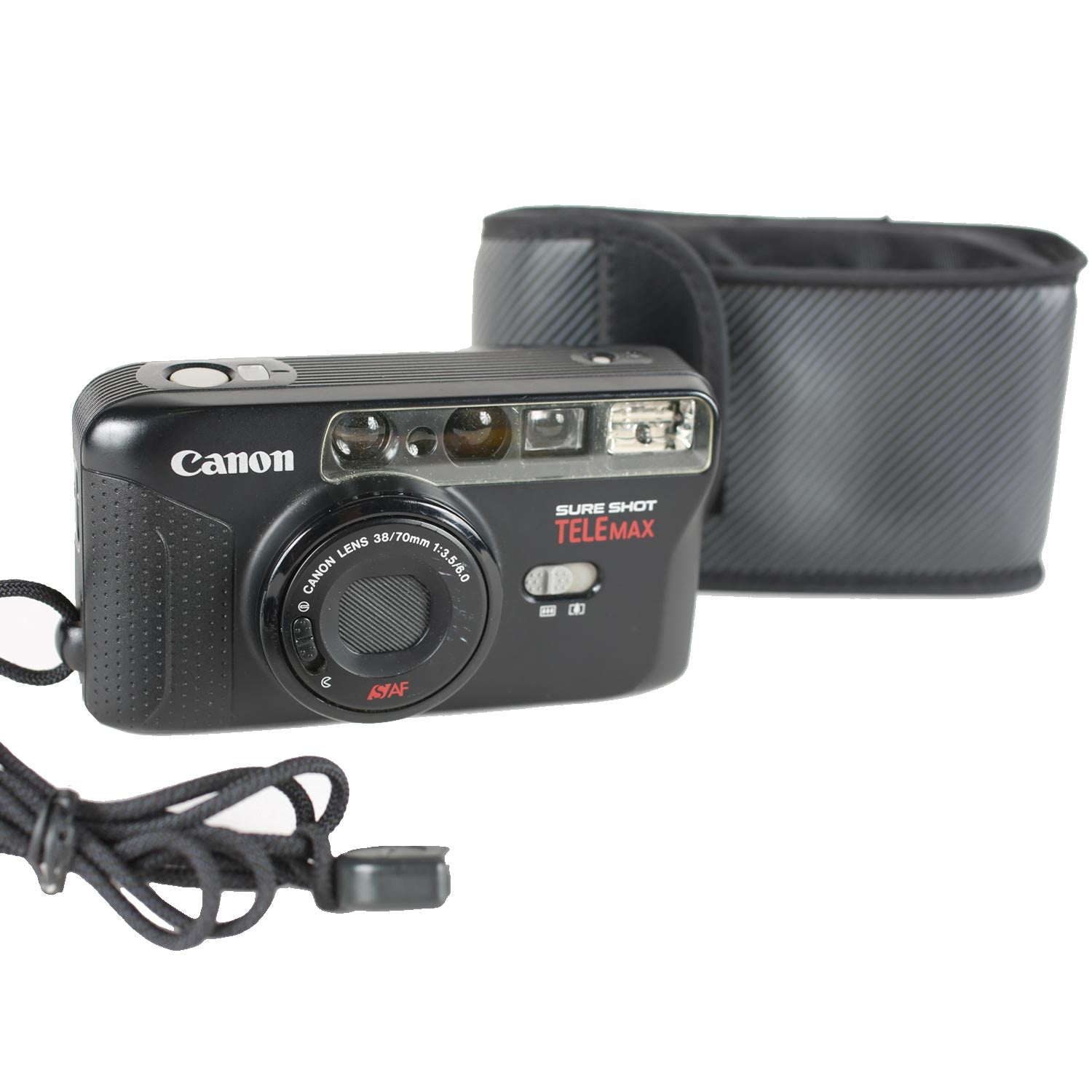 Canon Sure Shot Telemax fotocamera 35mm con custodia morbida