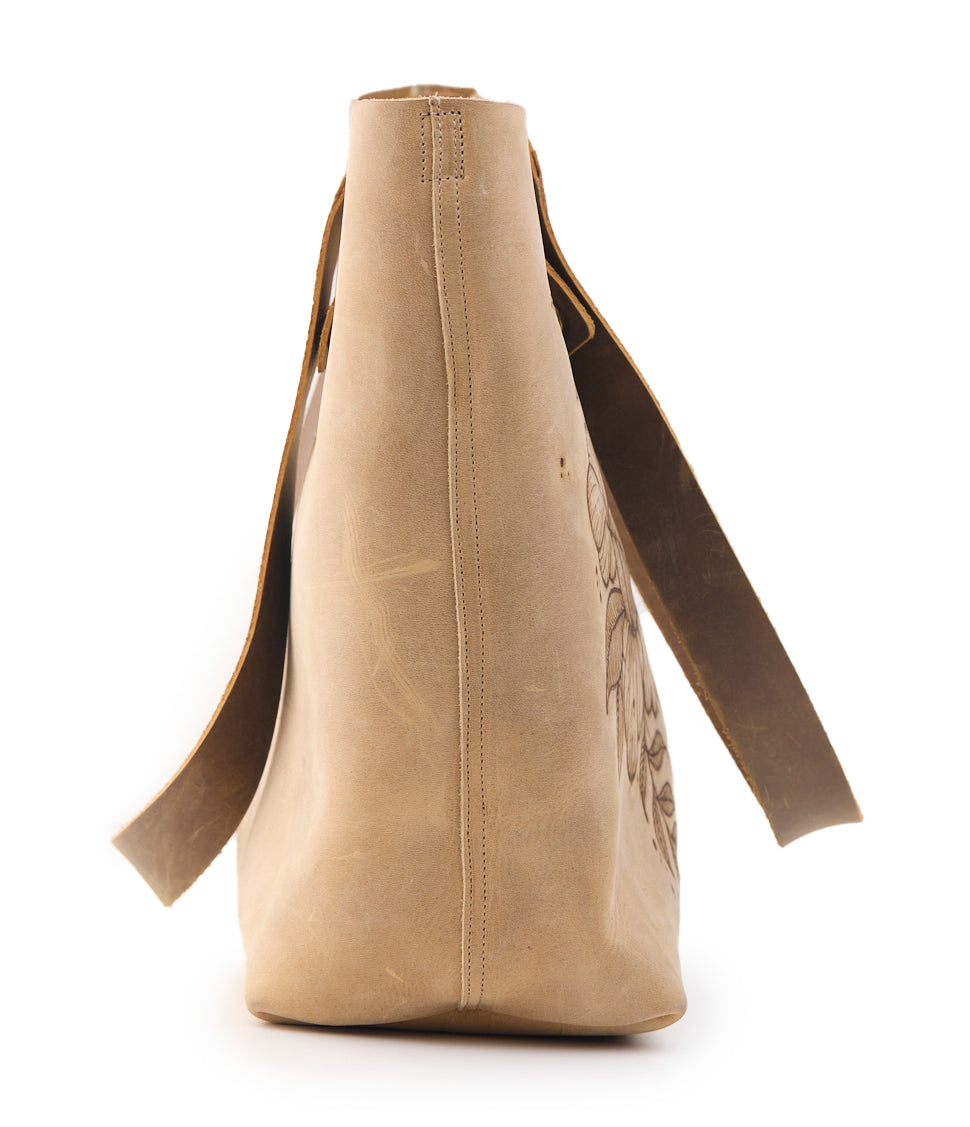 AC Longboards Fiore di Loto borsa shopper pelle marrone