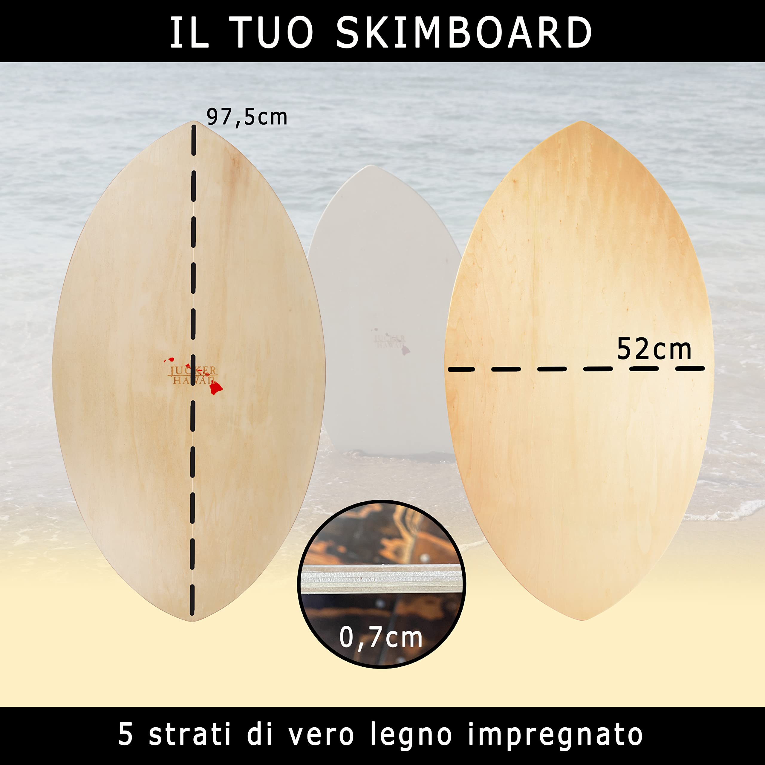 Jucker Hawaii Ohana skimboard legno nero 97,5 cm