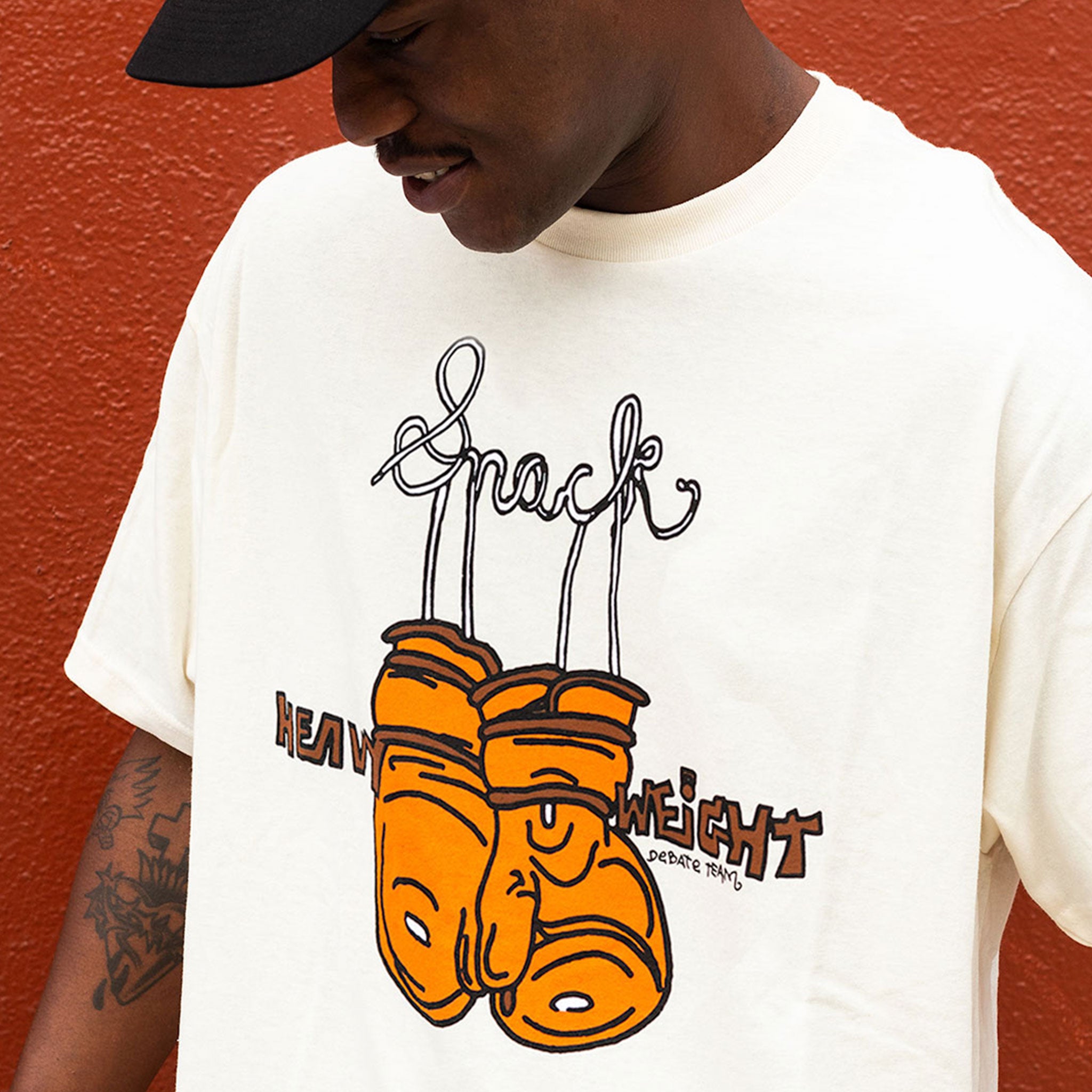 Snack Heavyweight Tee maglietta crema in cotone