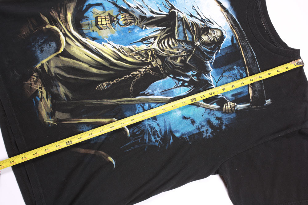 Skeleton Grim Reaper T-shirt Nera Vintage XL