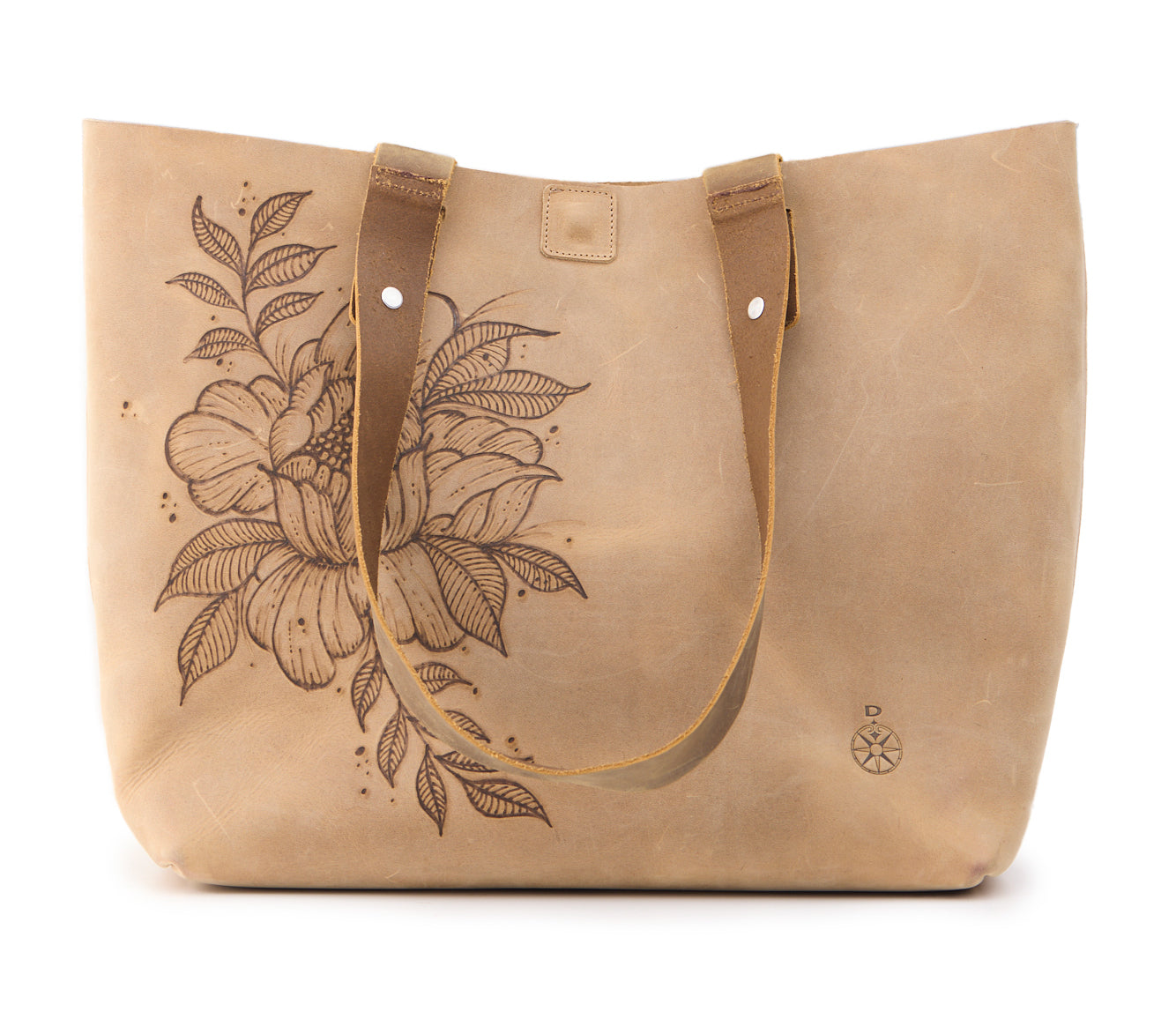 AC Longboards Fiore di Loto borsa shopper pelle marrone