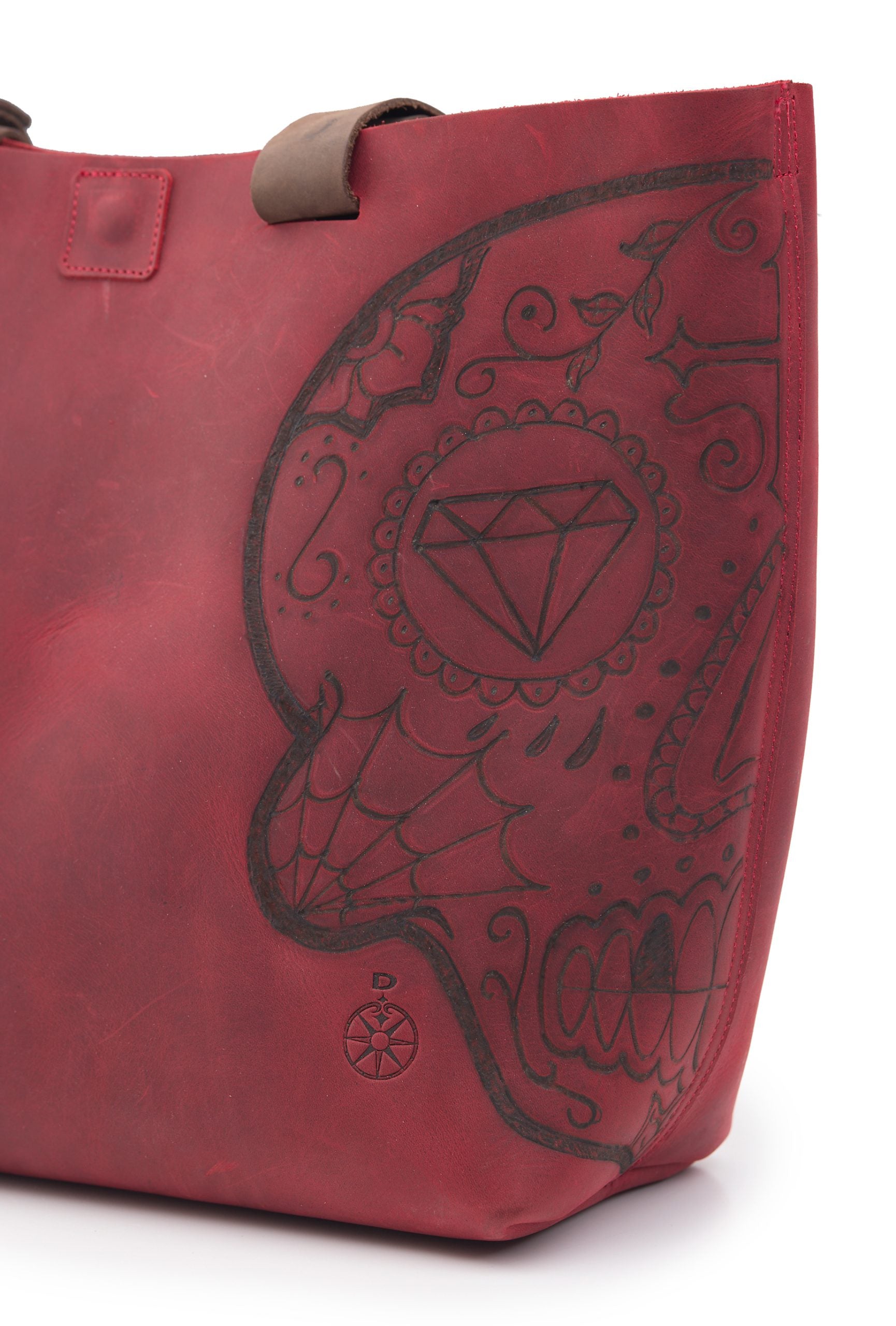 AC Longboards Red Mexican Skull borsa pelle rossa