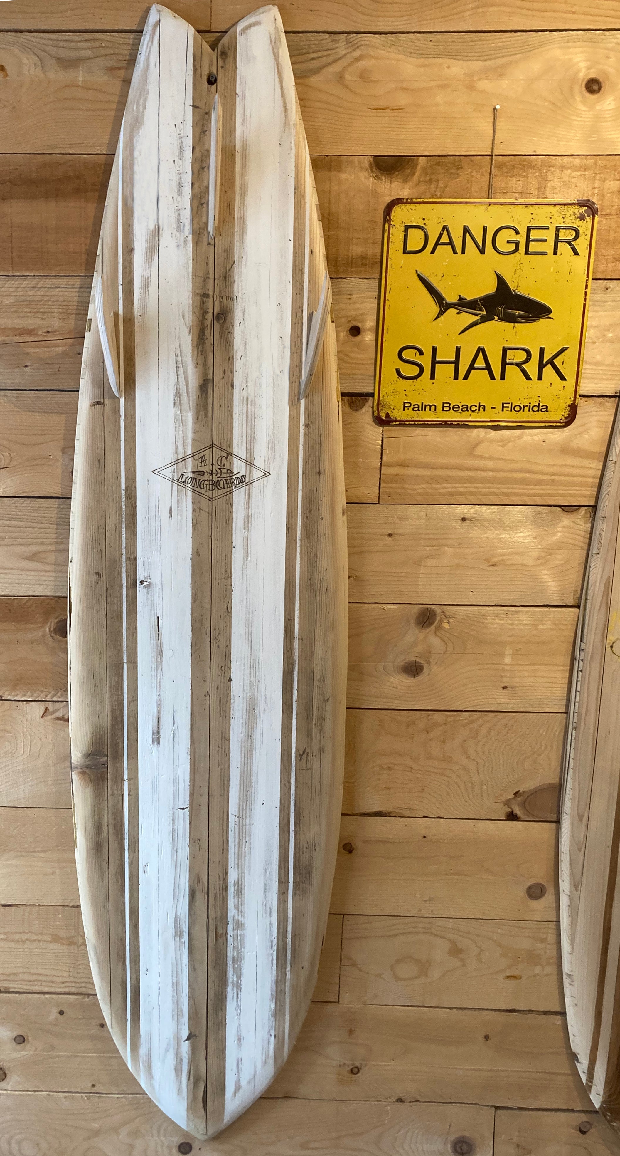 AC Longboards 6' White Line appendiabiti surf legno