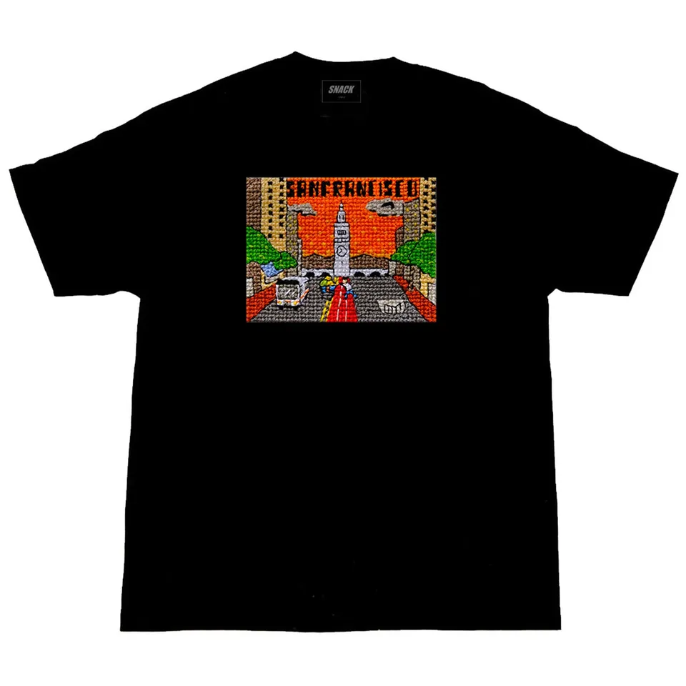 Snack Skateboarding S.F. Postcard t-shirt nera cotone