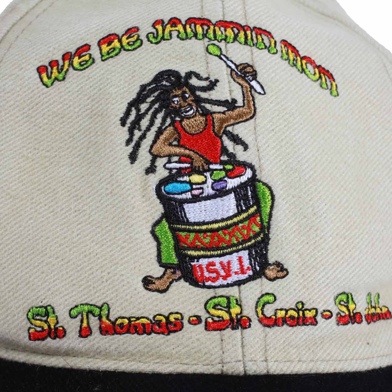 Virgin Islands cappello strapback crema nero ricamato