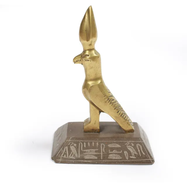 Horus statuetta vintage ottone 15 cm base pietra