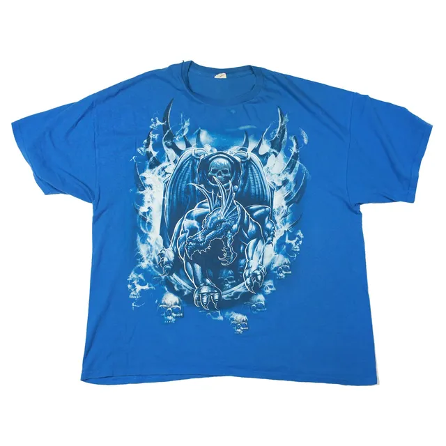 Gildan Dragon Skulls maglietta blu XXL vintage