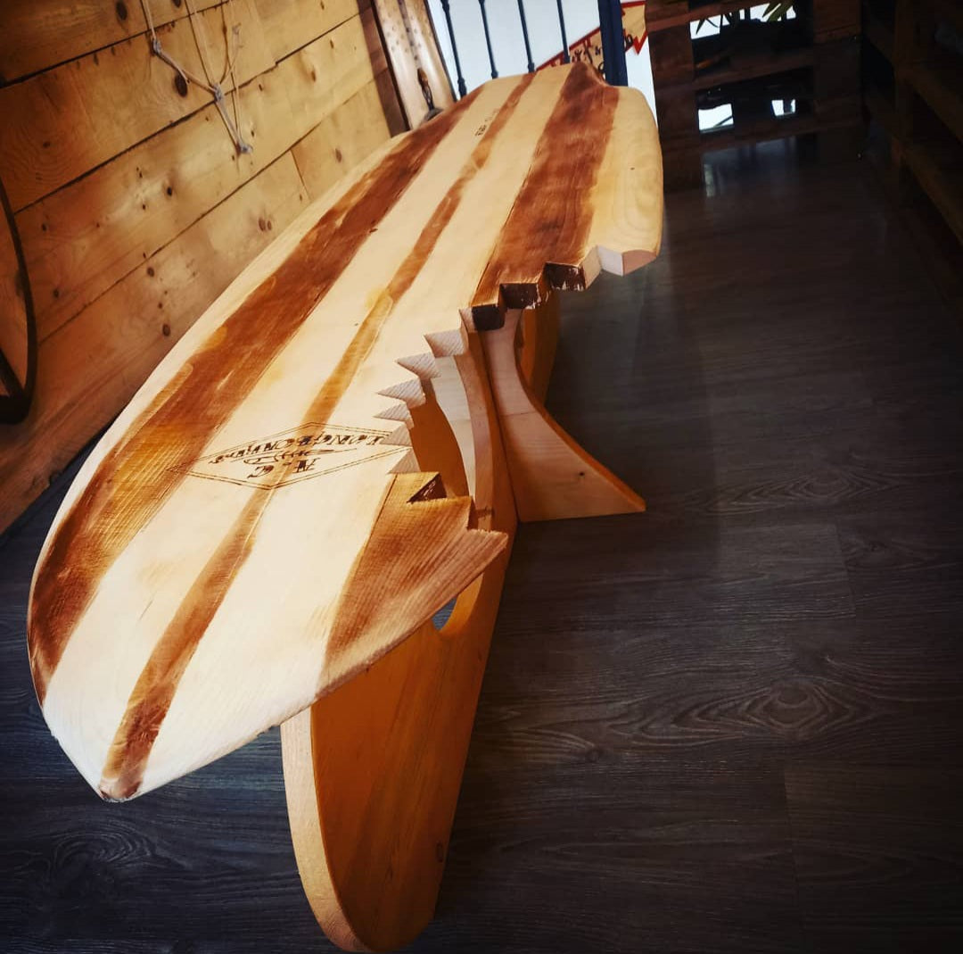 AC Longboards Surf Tavolino Legno 165x50x42 Vintage