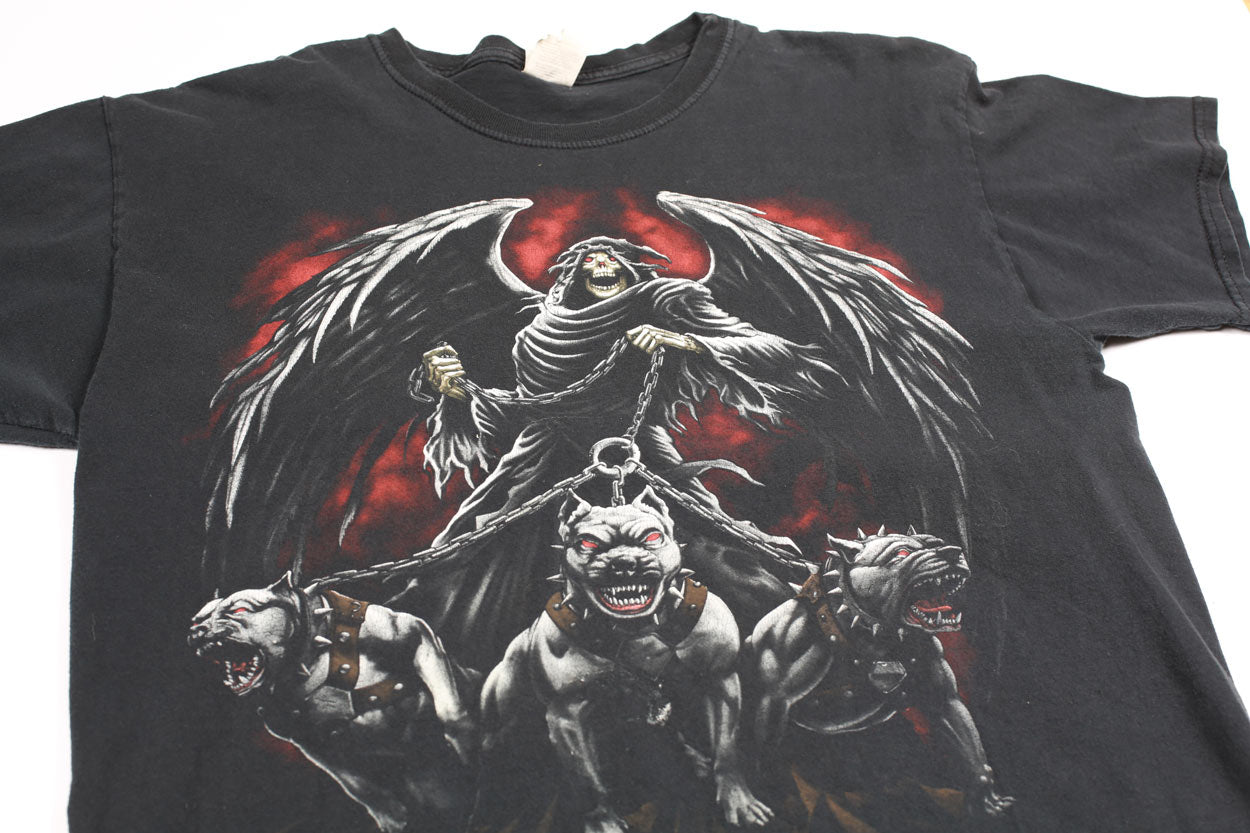 Grim Reaper Hell Hounds maglietta nera L vintage