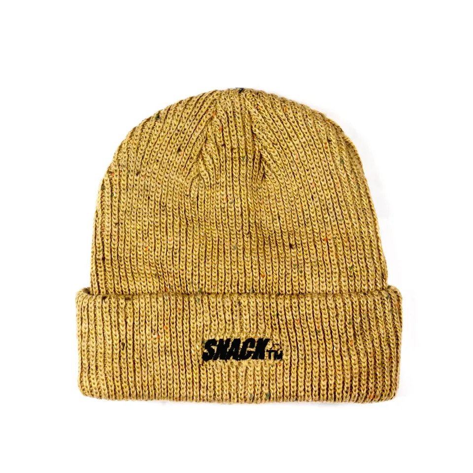 Snack Speckle beanie tan logo ricamato