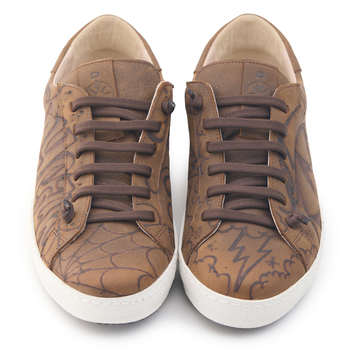 AC Longboards Biko sneakers pelle marrone pirografate