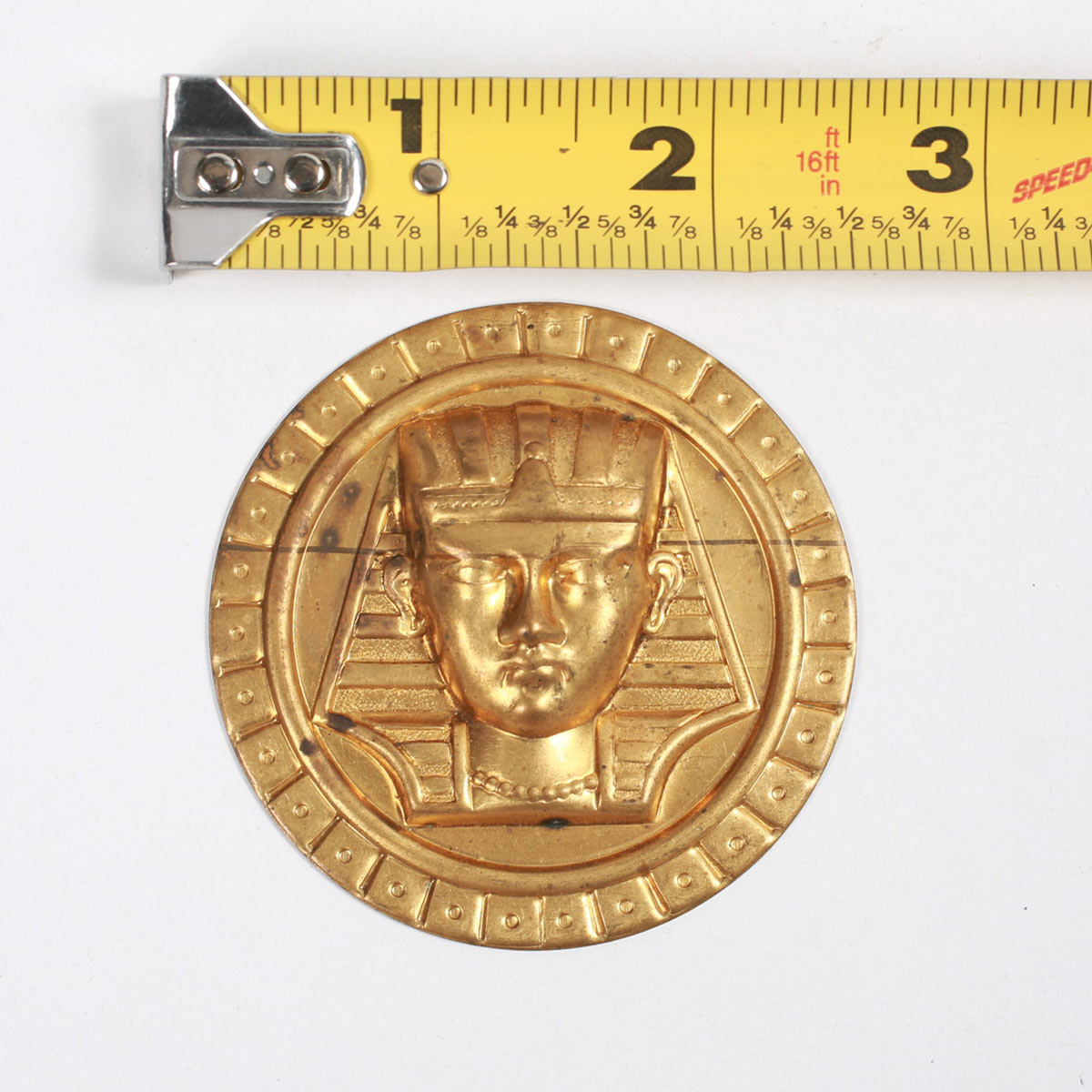 Disco faraone egizio posacenere ottone nero 6,3 cm