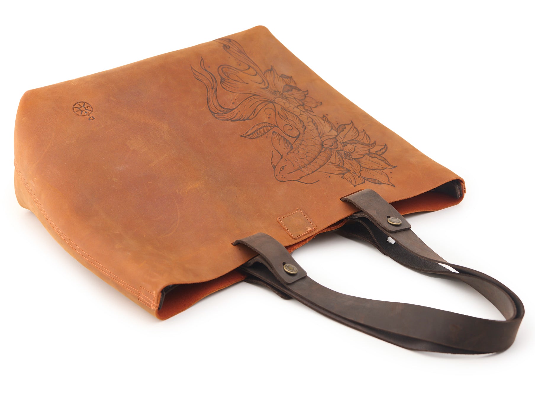 AC Longboards Carpa Koi borsa shopper pelle arancione