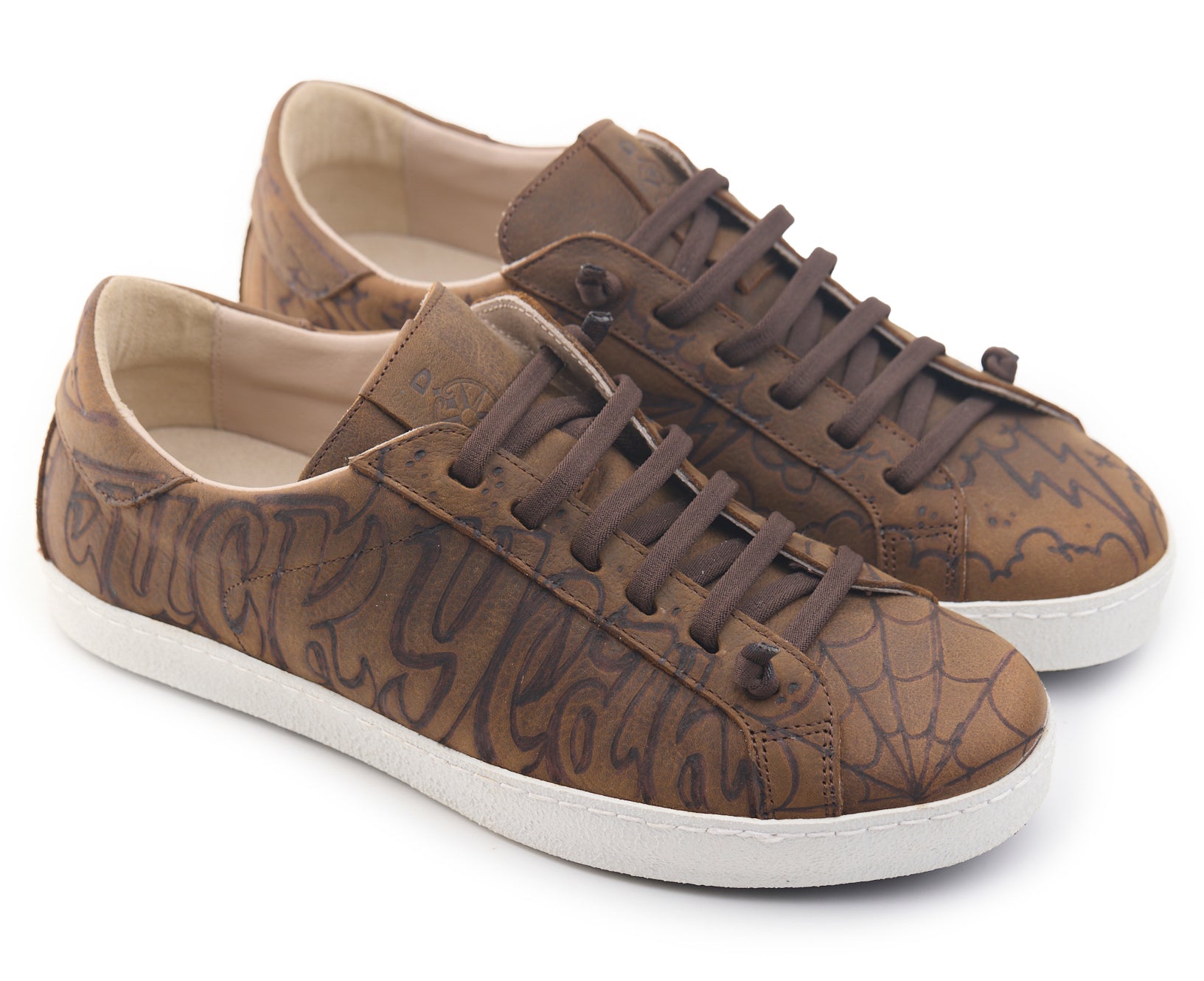 AC Longboards Biko sneakers pelle marrone pirografate