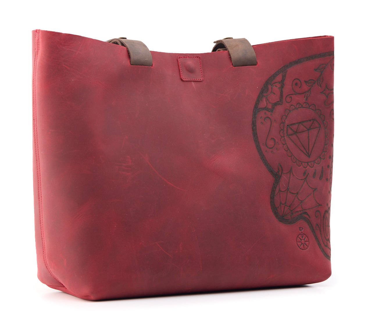 AC Longboards Red Mexican Skull borsa pelle rossa