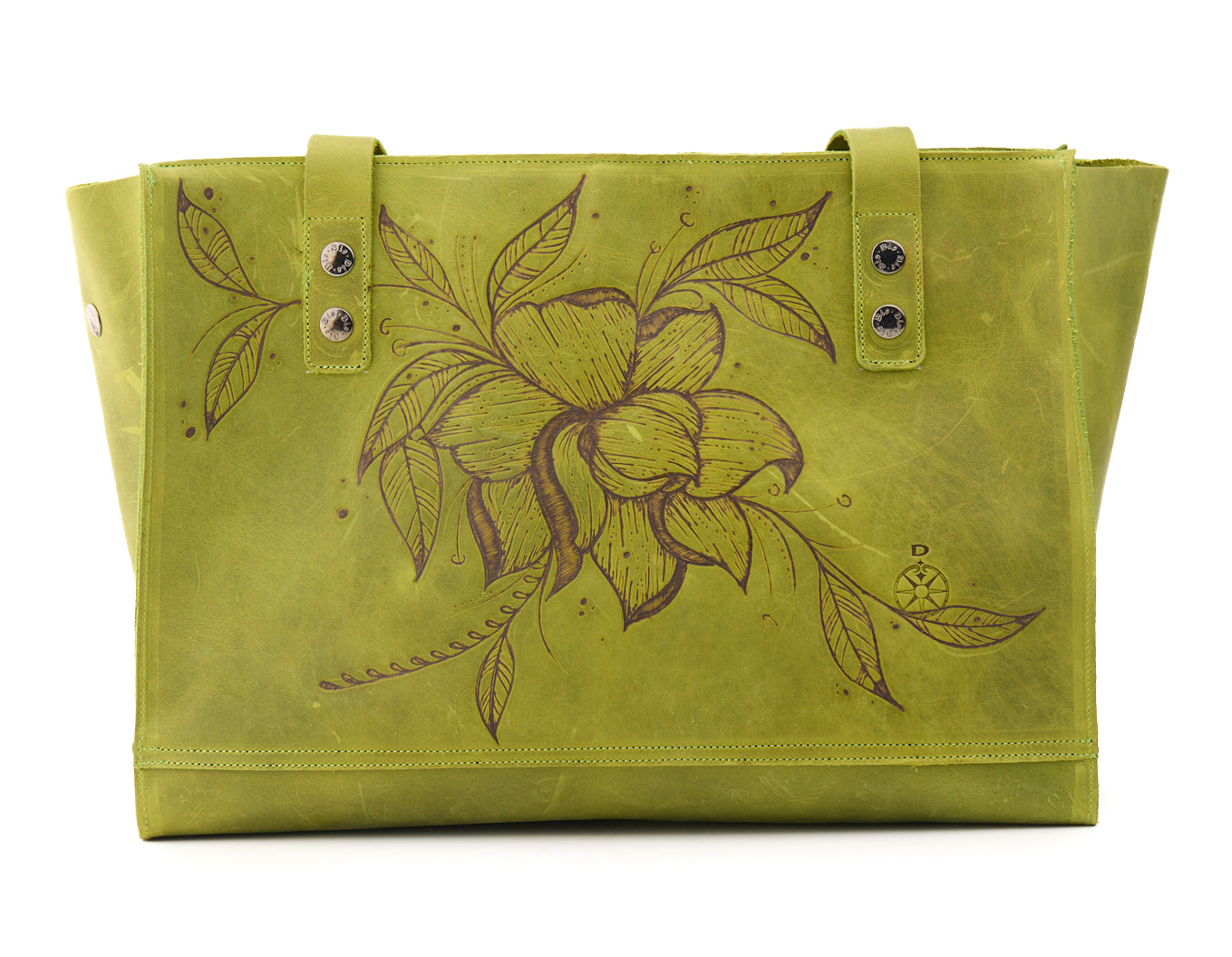 AC Longboards Fiore di Loto shopper in pelle incisa